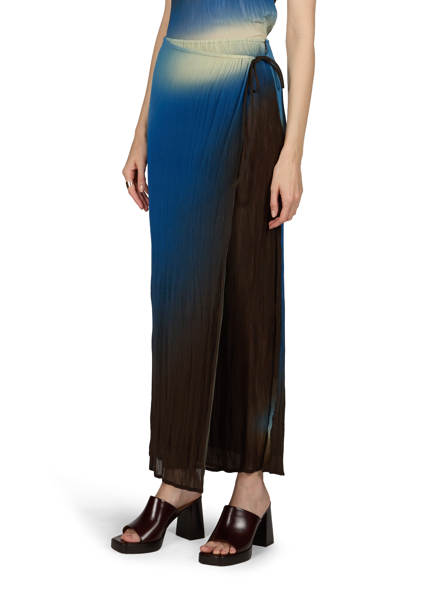 Jupe Pauline plissée imprimée THINKING MU Beige