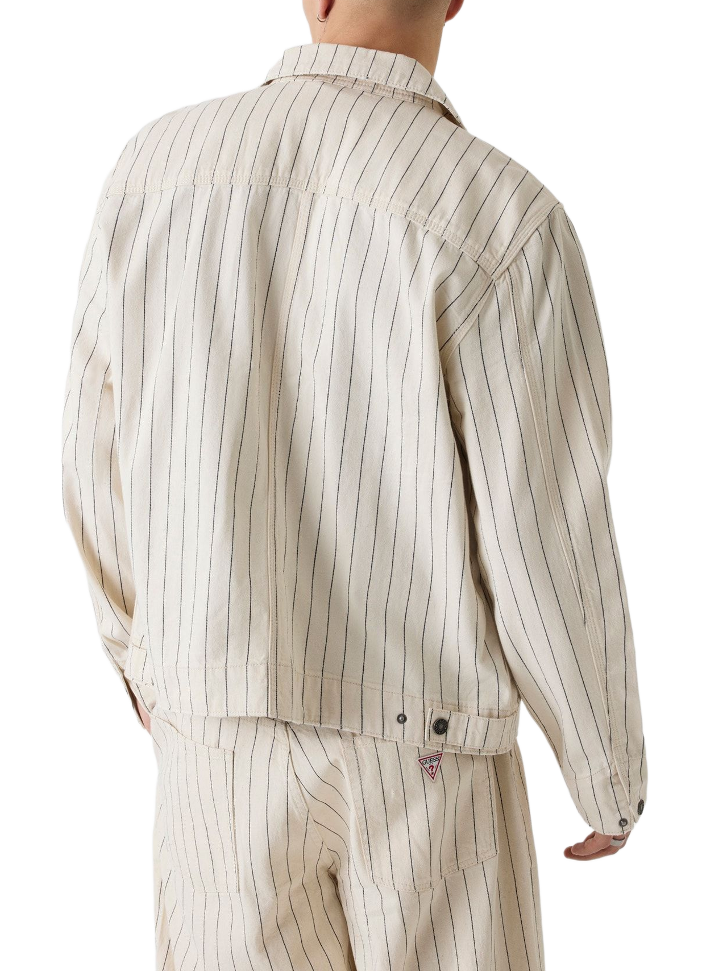 Cotton denim striped jacket GUESS Beige