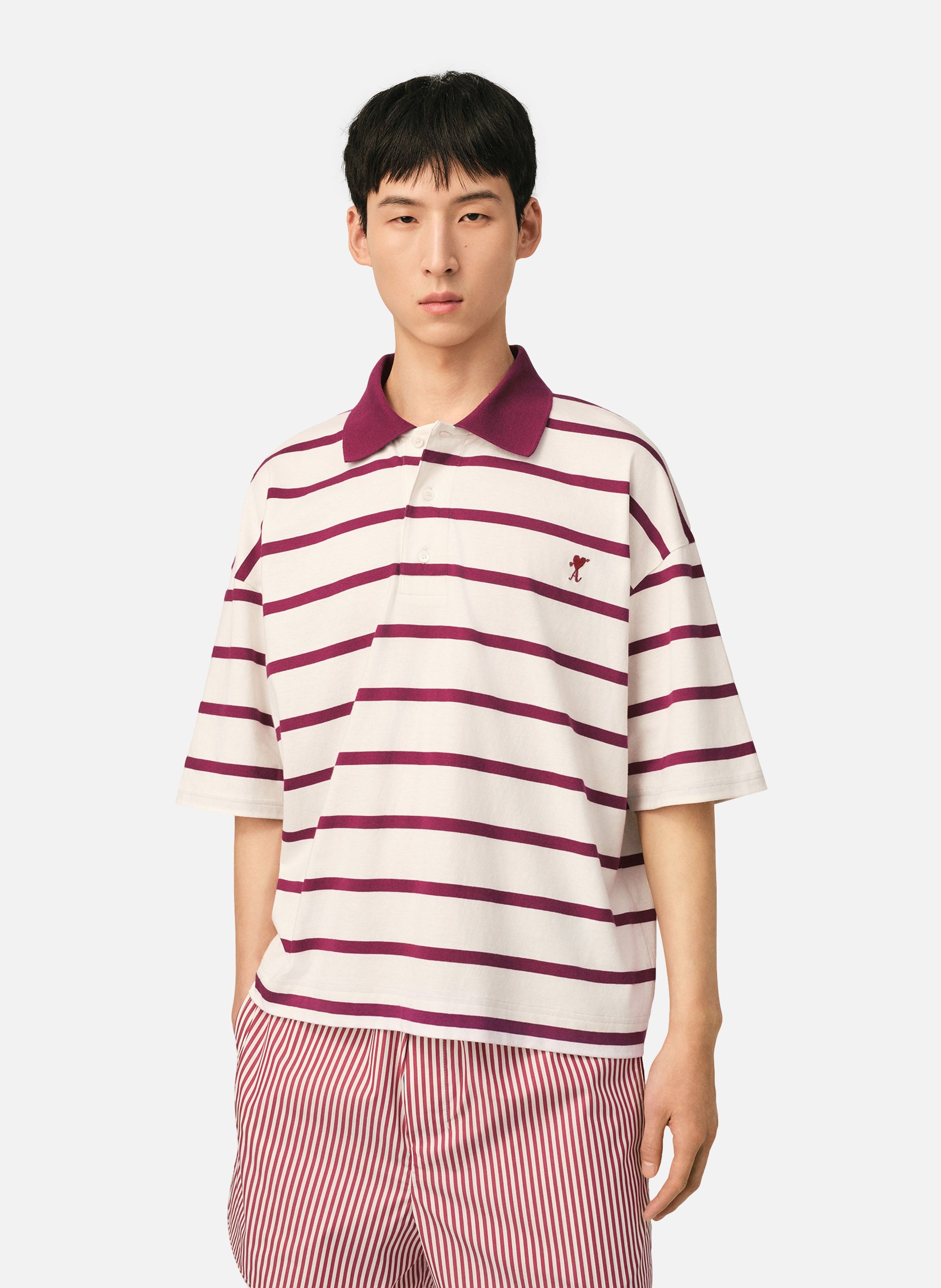 Polo ami de coeur flèche unisexe en coton AMI PARIS Blanc
