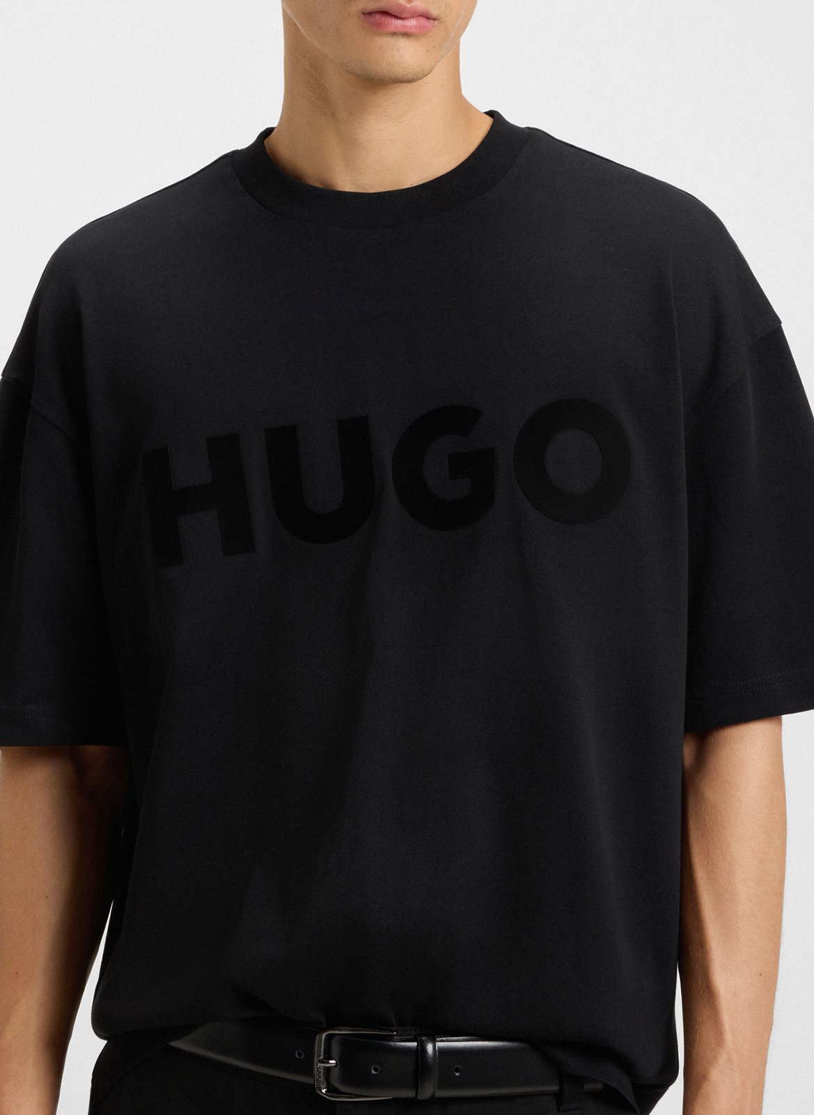 Tee-shirt oversize col rond en coton dinkee BOSS Noir