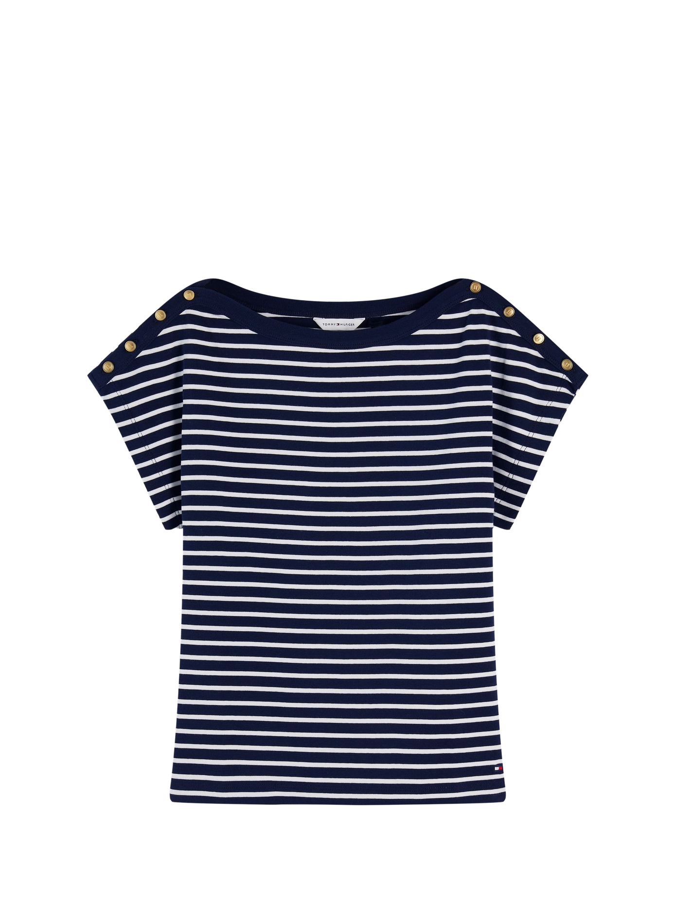 T-shirt with dropped sleeves and decorative buttons in cotton. TOMMY HILFIGER Multicolour