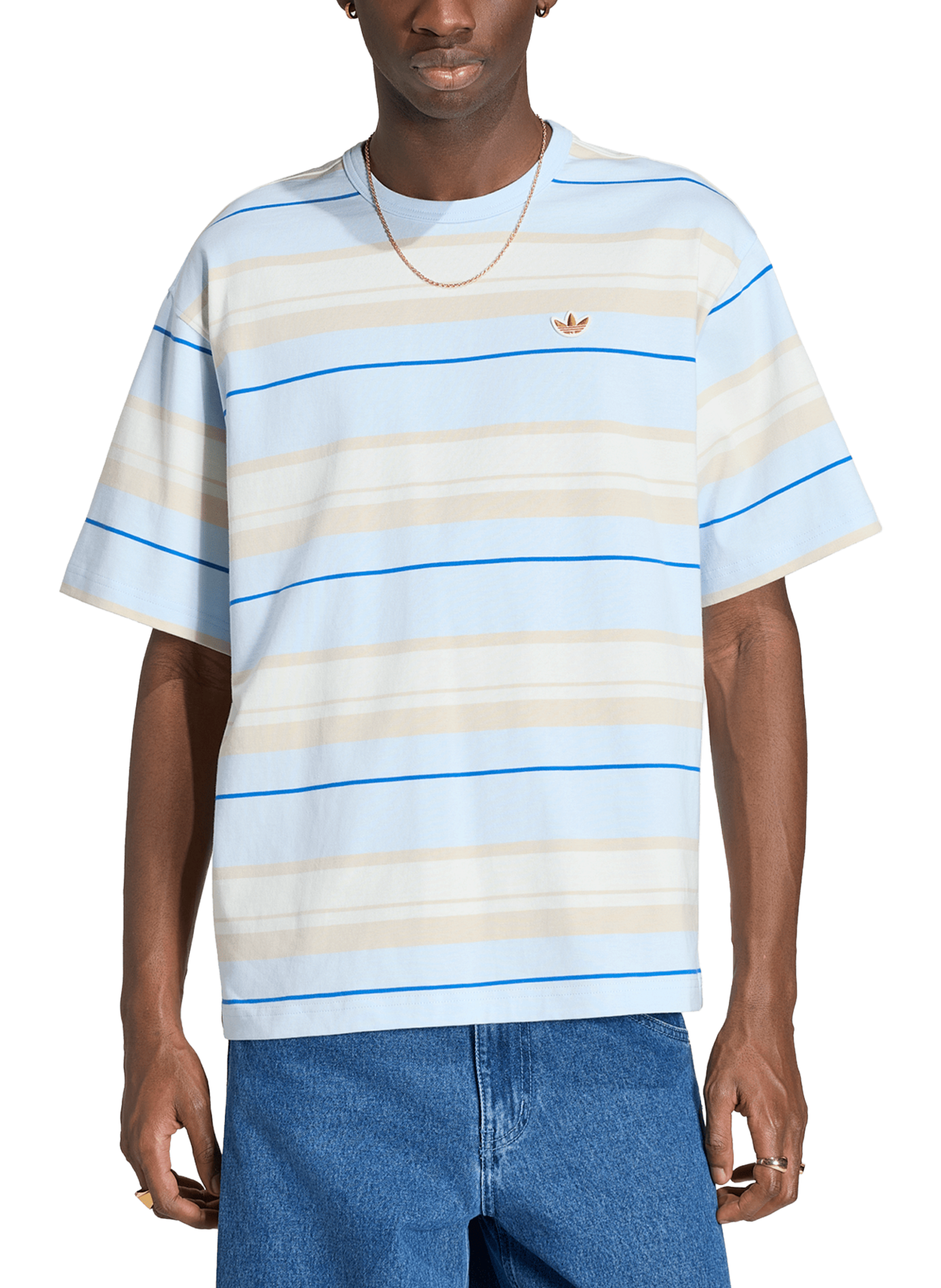 T-shirt droit rayé  ADIDAS Bleu