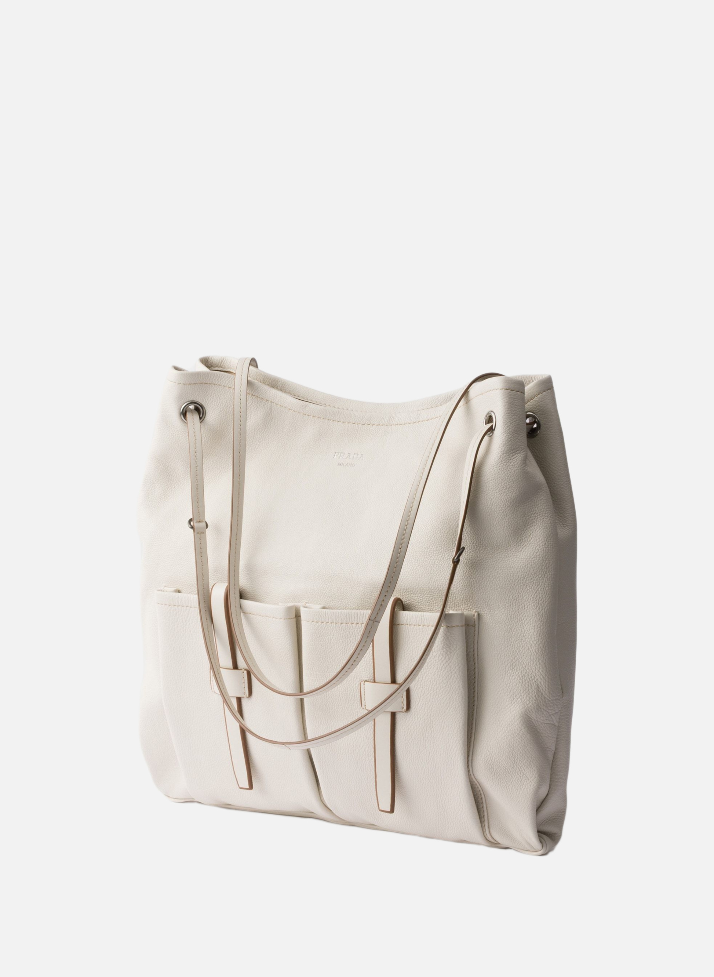 Grand sac prada route en cuir PRADA Beige