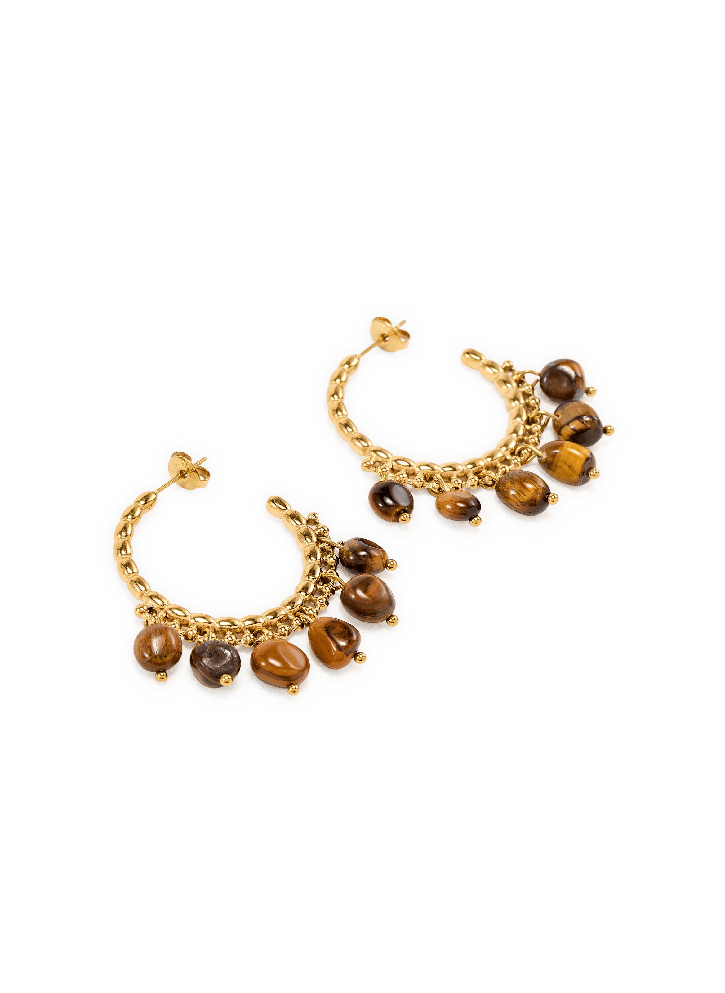 Boucles d'oreilles avec pierres de gemmes AU PRINTEMPS PARIS Marron