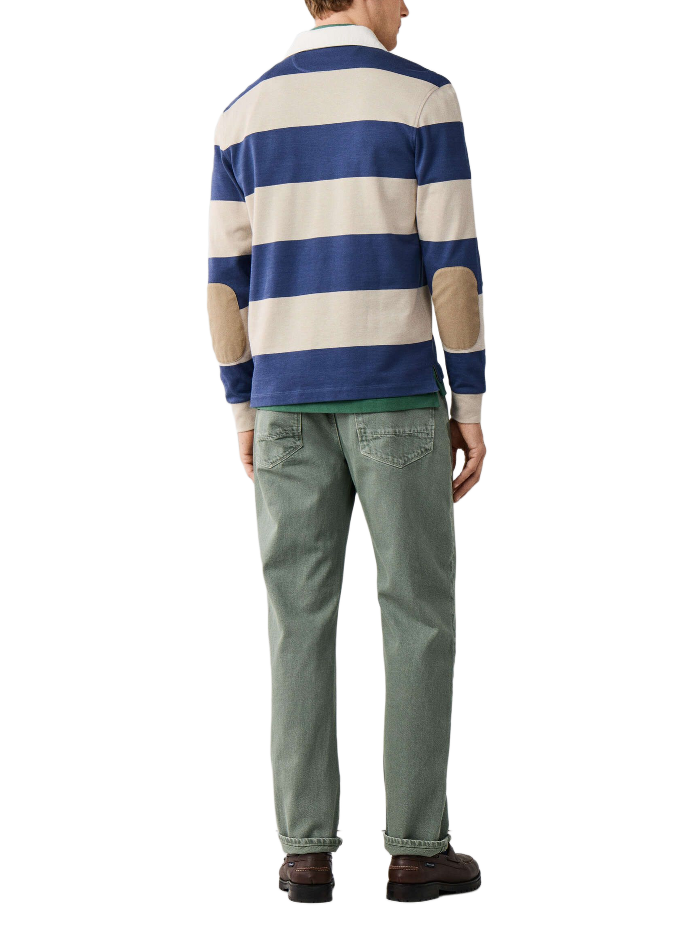 Recht gestreepte polo met lange mouwen van katoen. FACONNABLE Beige