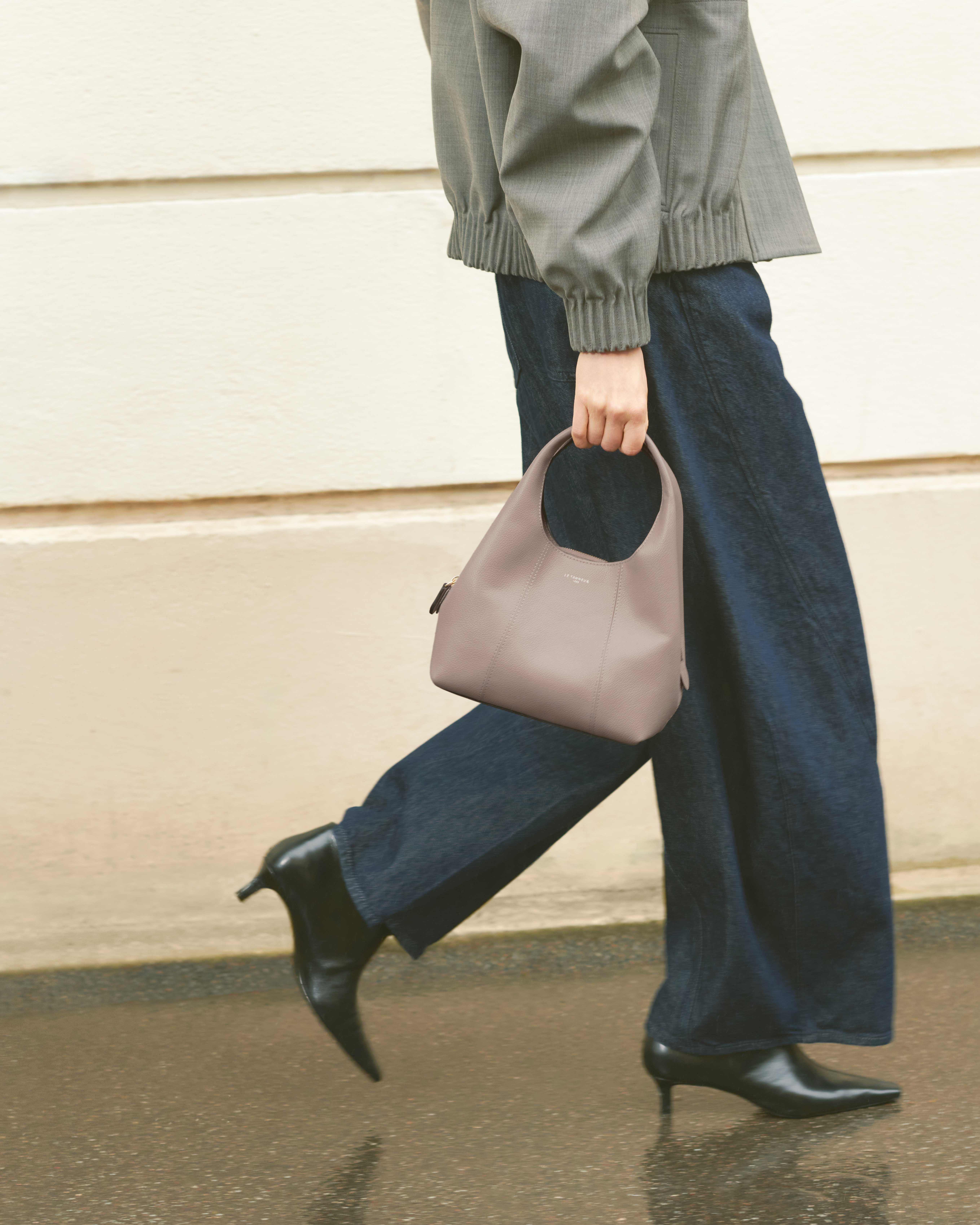 Petit sac à main juliette en cuir grainé LE TANNEUR Gris