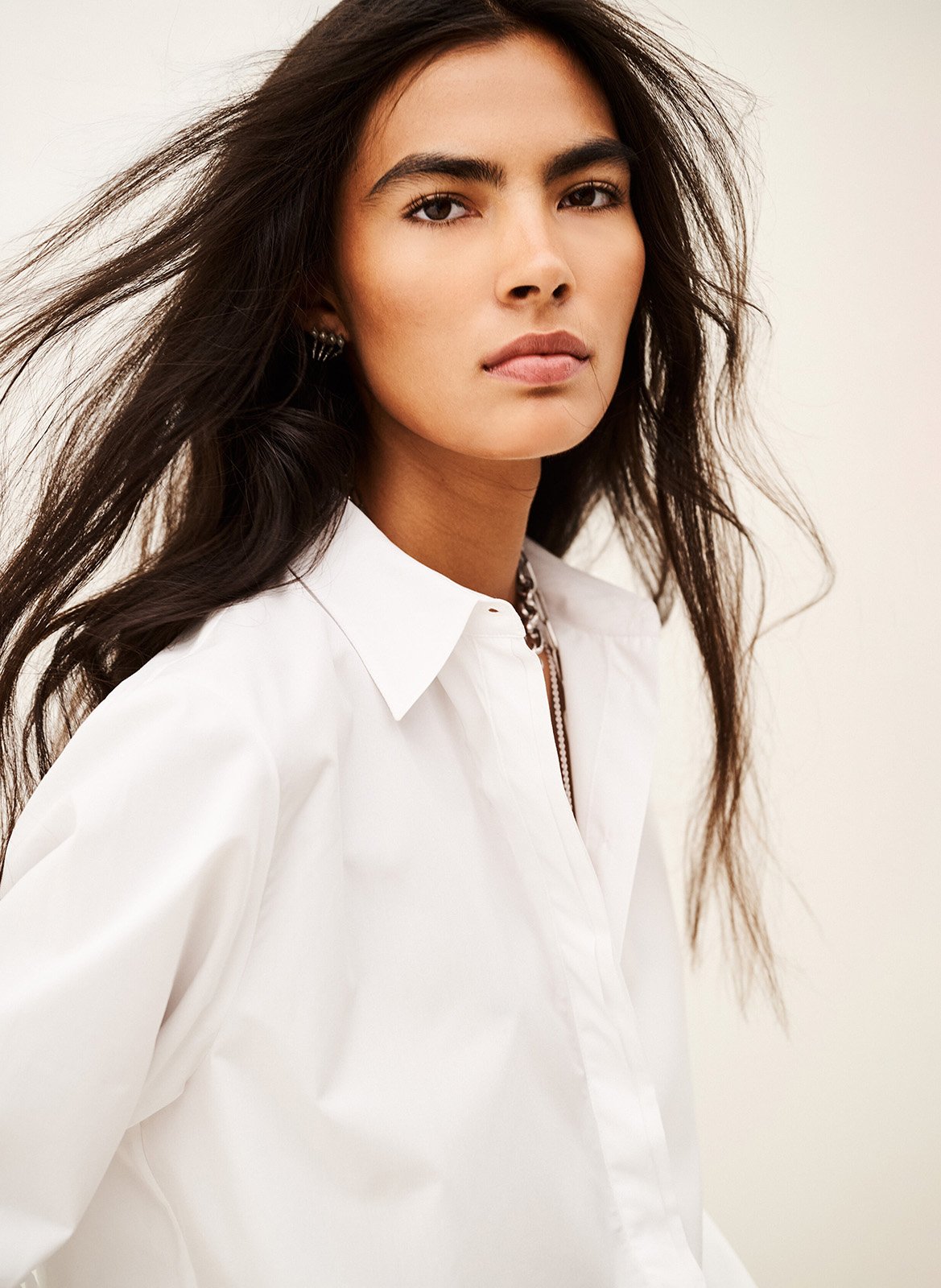 Oversized katoenen overhemd in cola BA&SH Wit
