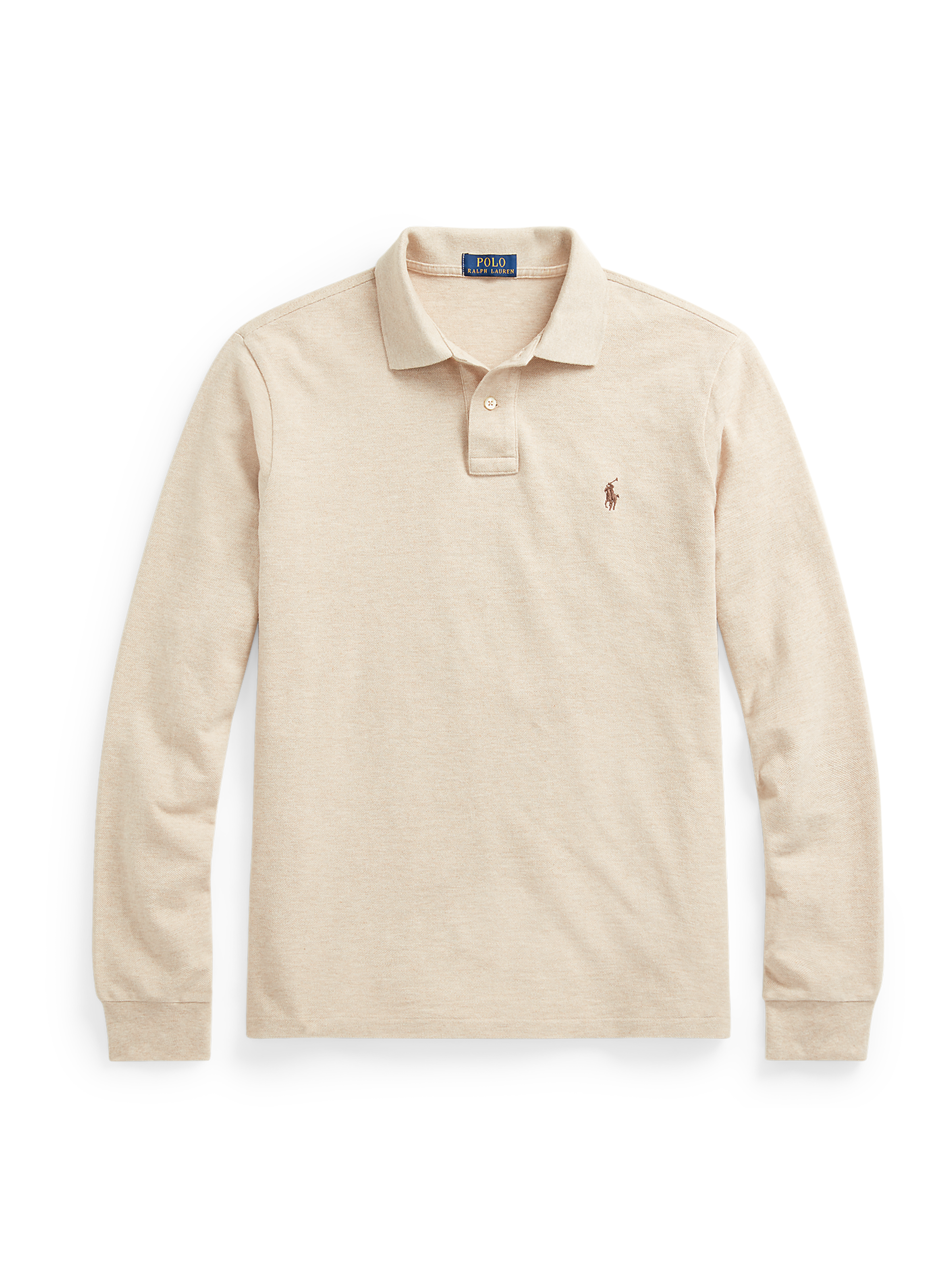 Polo manches longues droit en piqué de coton