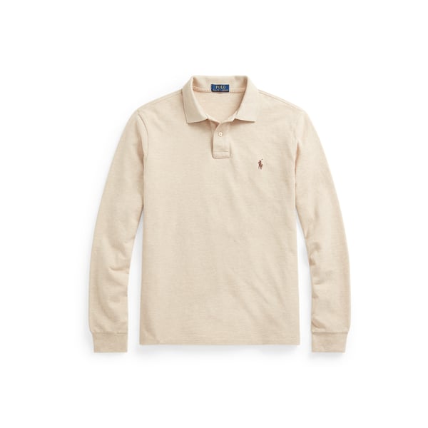 Polo manches longues droit en piqué de coton