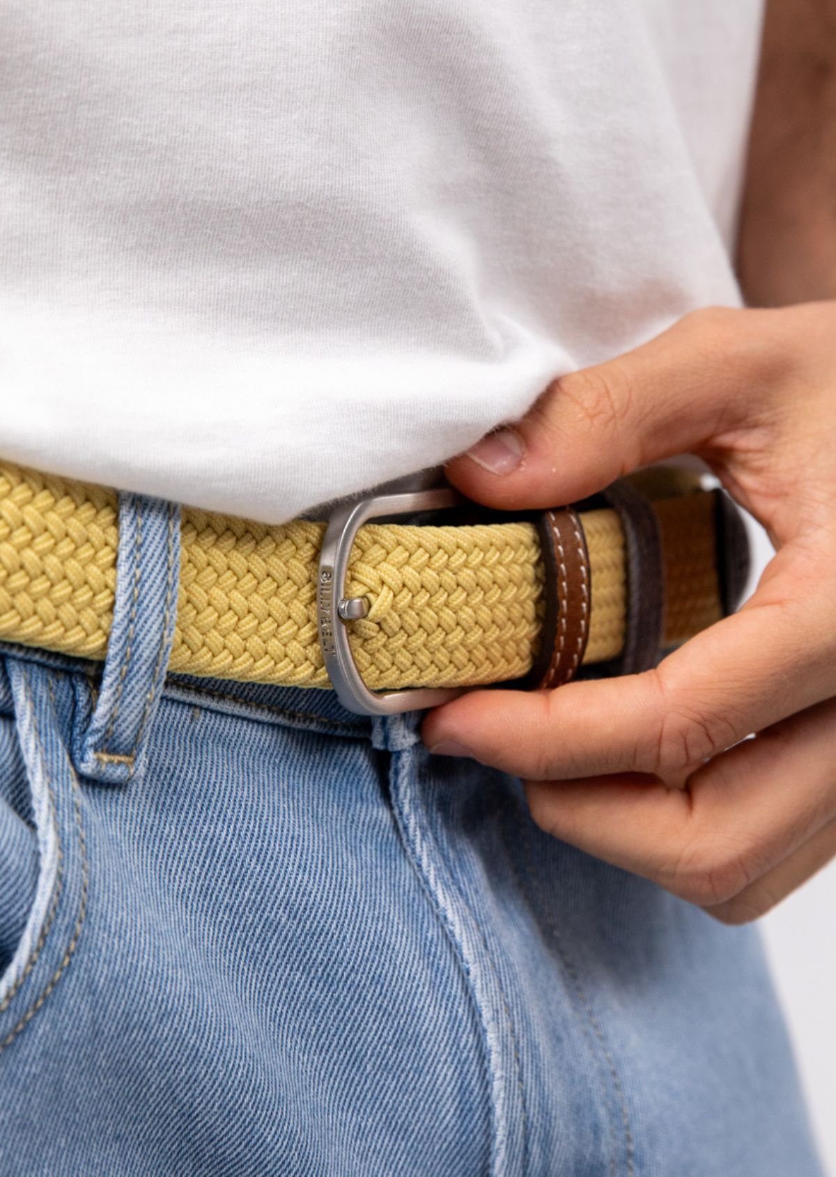 Ceinture tressée élastique unie BILLYBELT Jaune