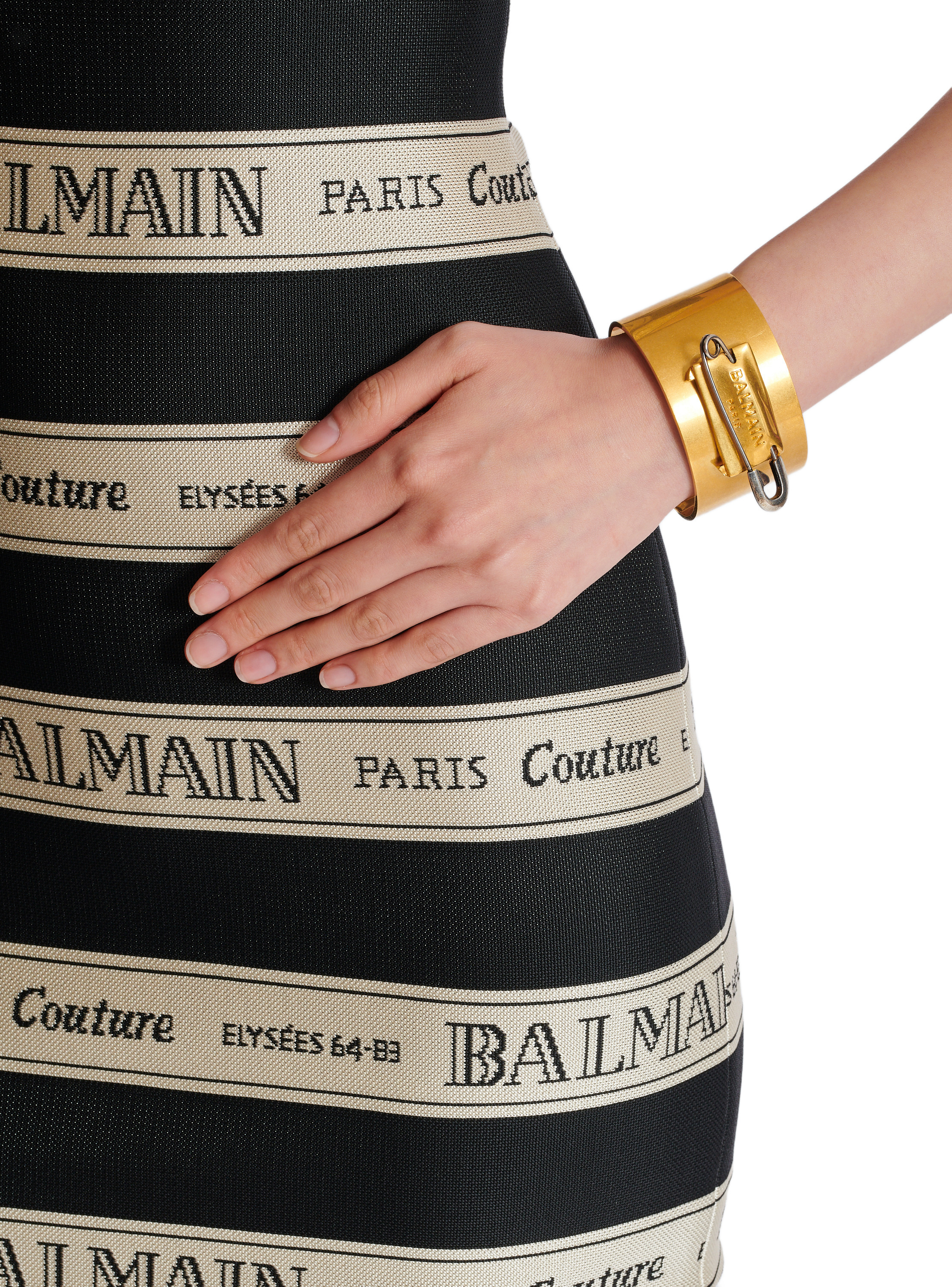 Bracelet épingle à nourrice en laiton BALMAIN Doré