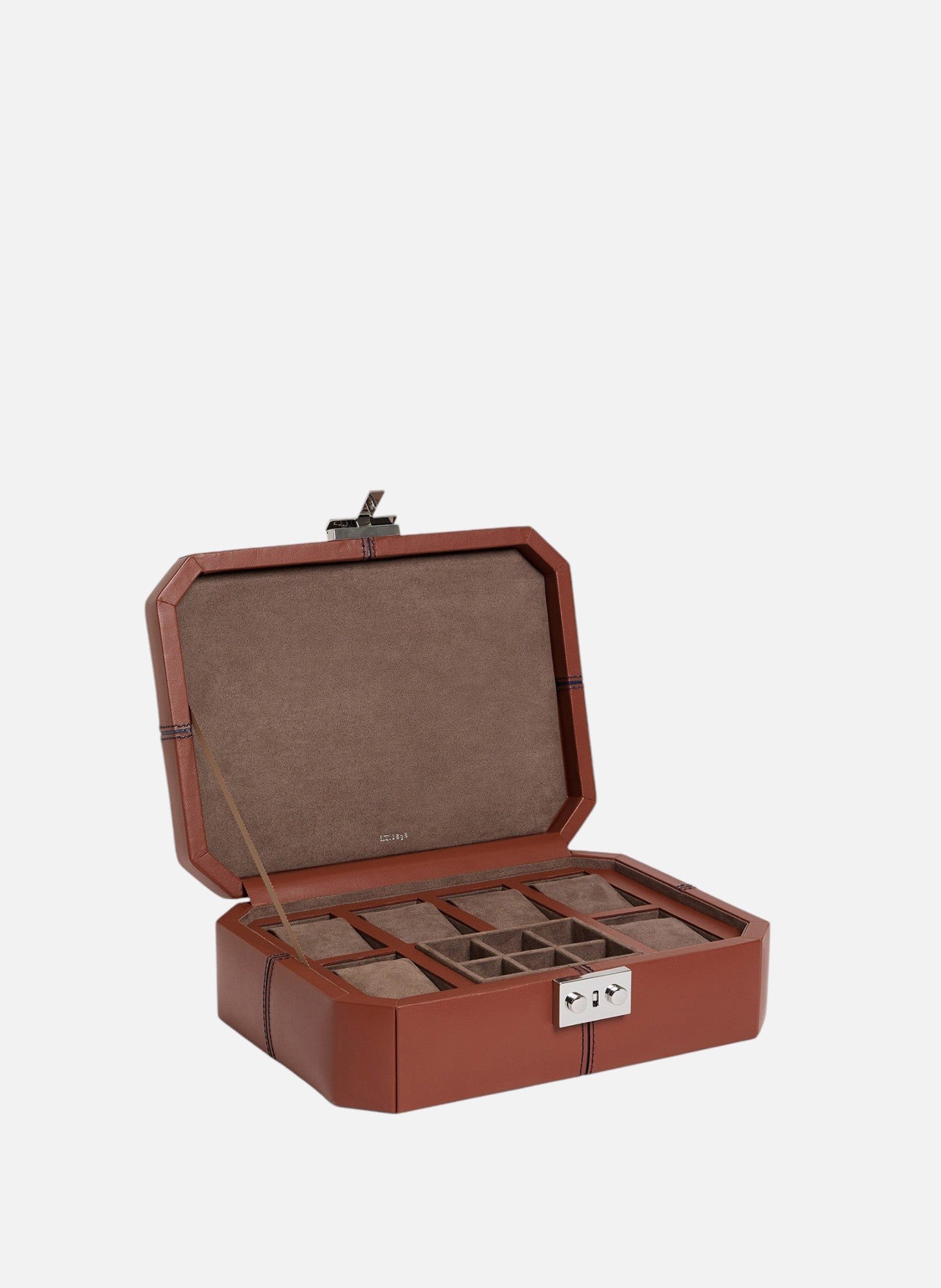 Coffret 6 montres et boutons de manchettes en cuir LE TANNEUR Marron