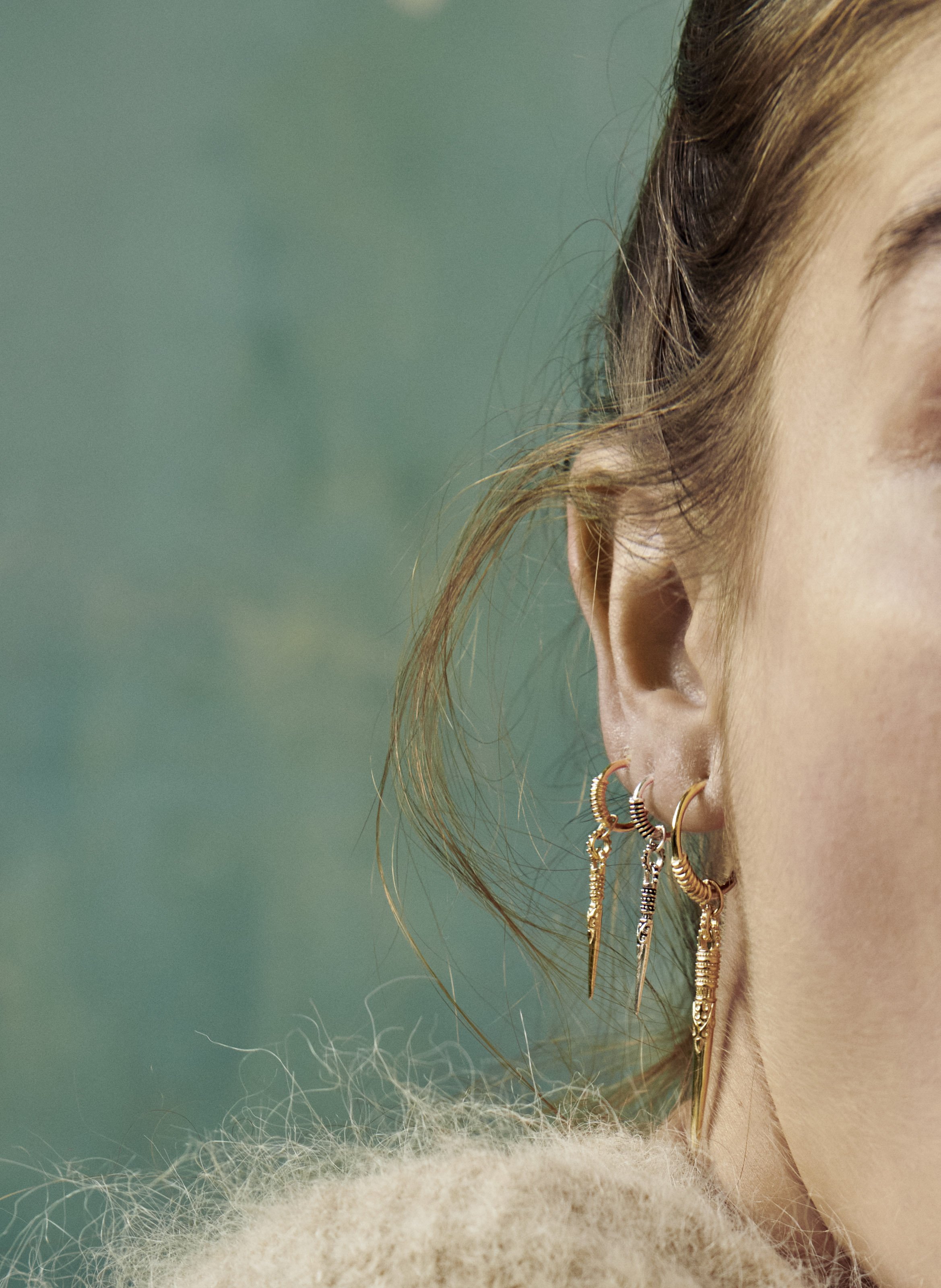 Boucle d'oreille en argent massif olie BA&SH Doré