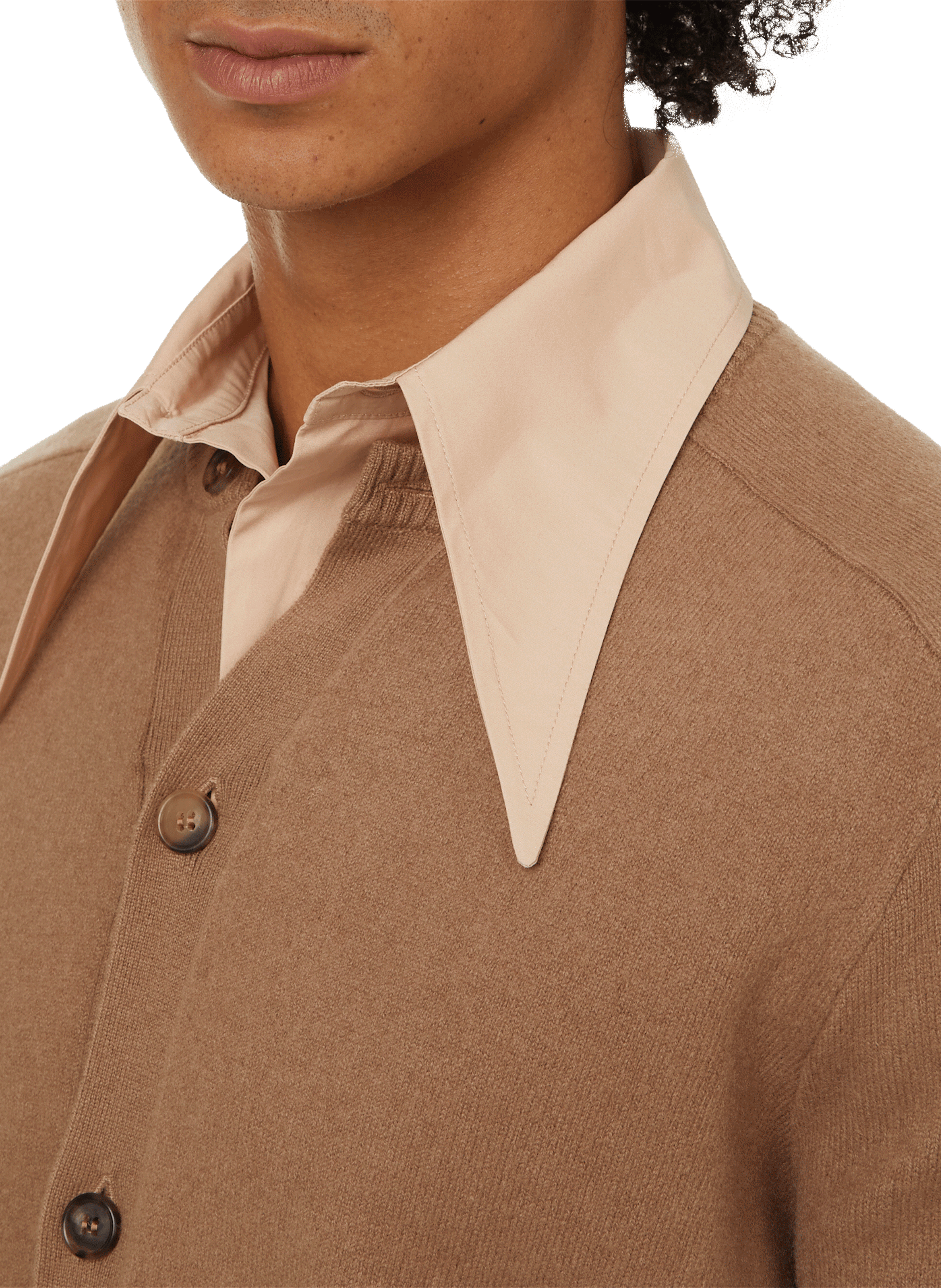 Cardigan with shirt collar PRADA Beige