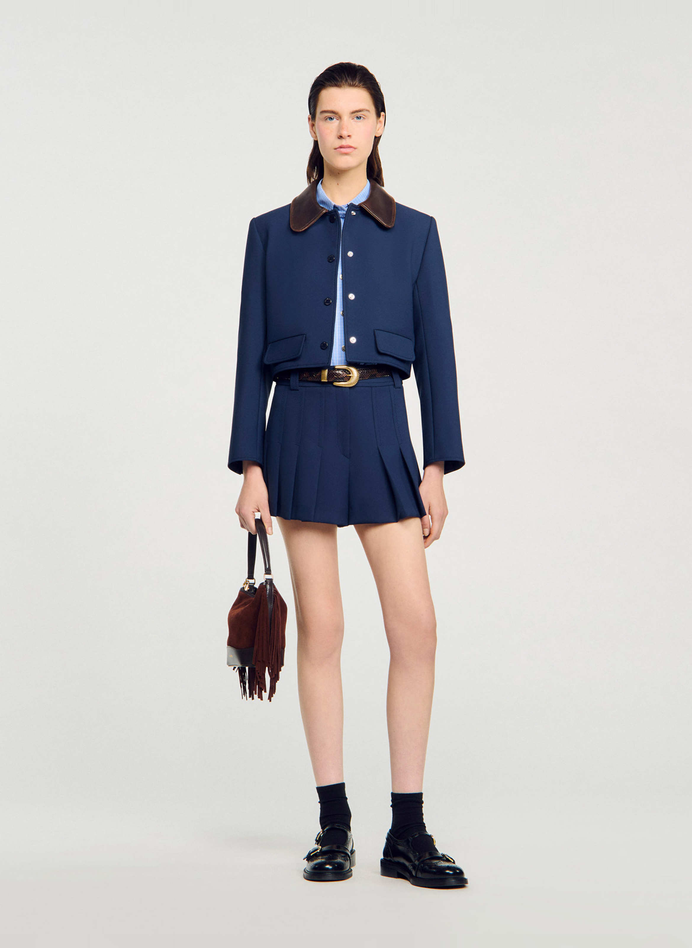 Veste droite col classique SANDRO Bleu