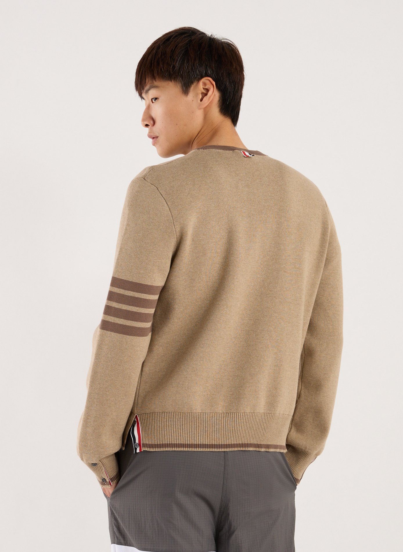 Cotton striped sweater THOM BROWNE Brown