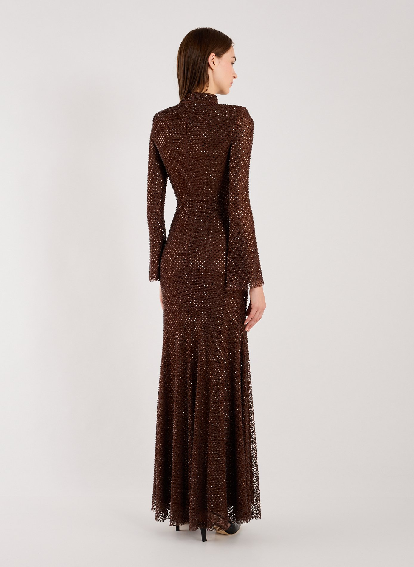 Maxi dress with rhinestones SELF PORTRAIT Brown