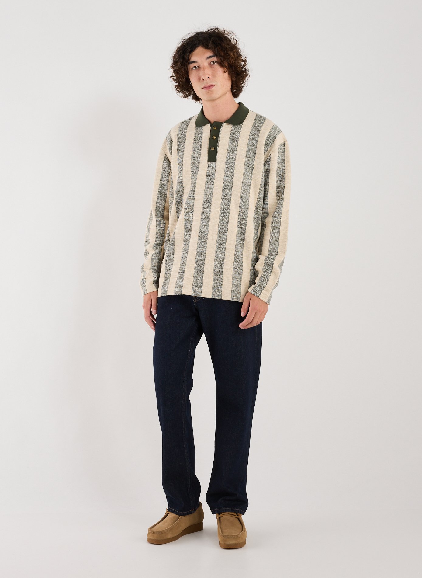 Polo rayé à manches longues LES DEUX Vert