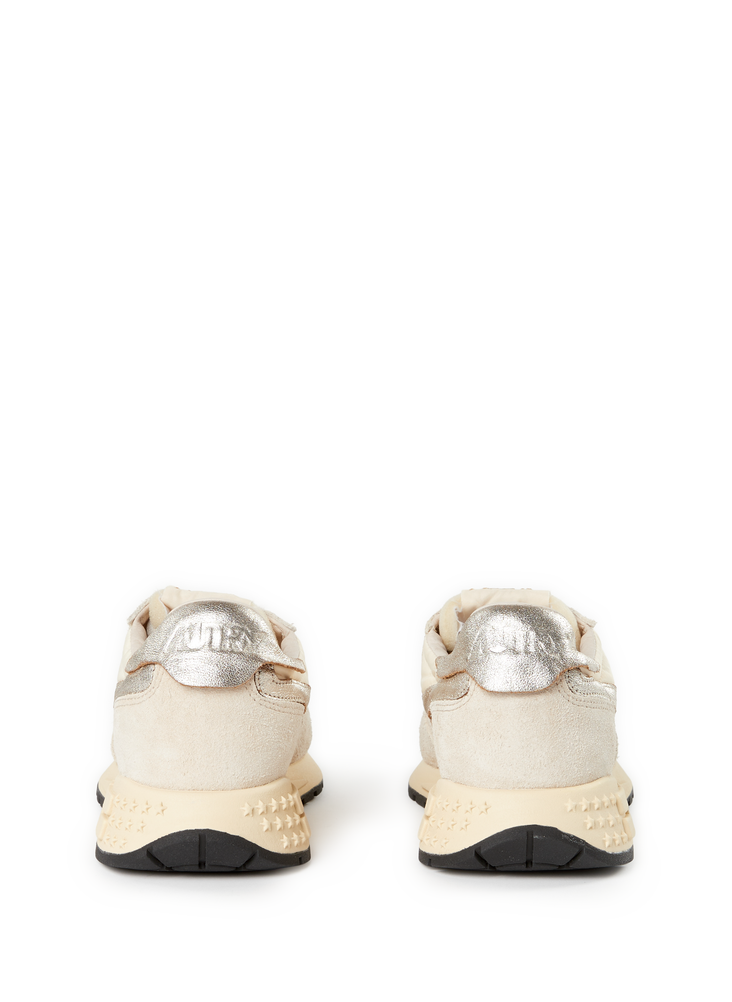 Serrated leather mixed sneakers AUTRY Beige