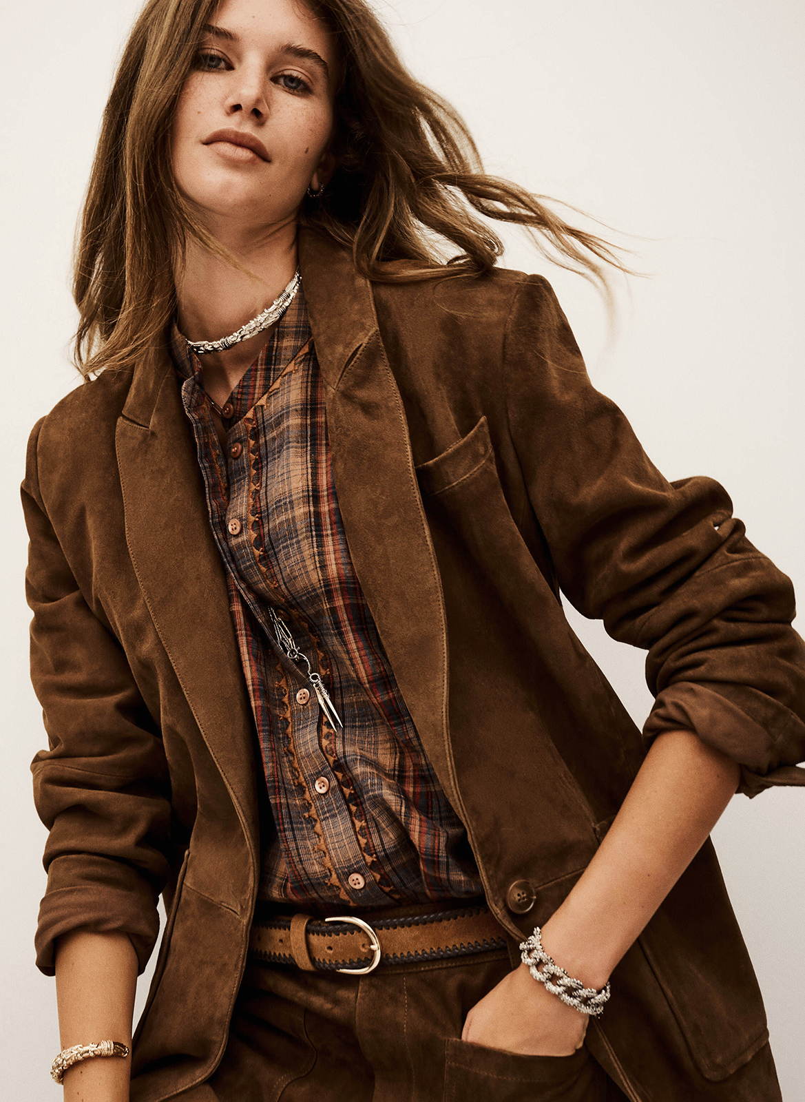 Veste de tailleur en cuir mosty BA&SH Marron