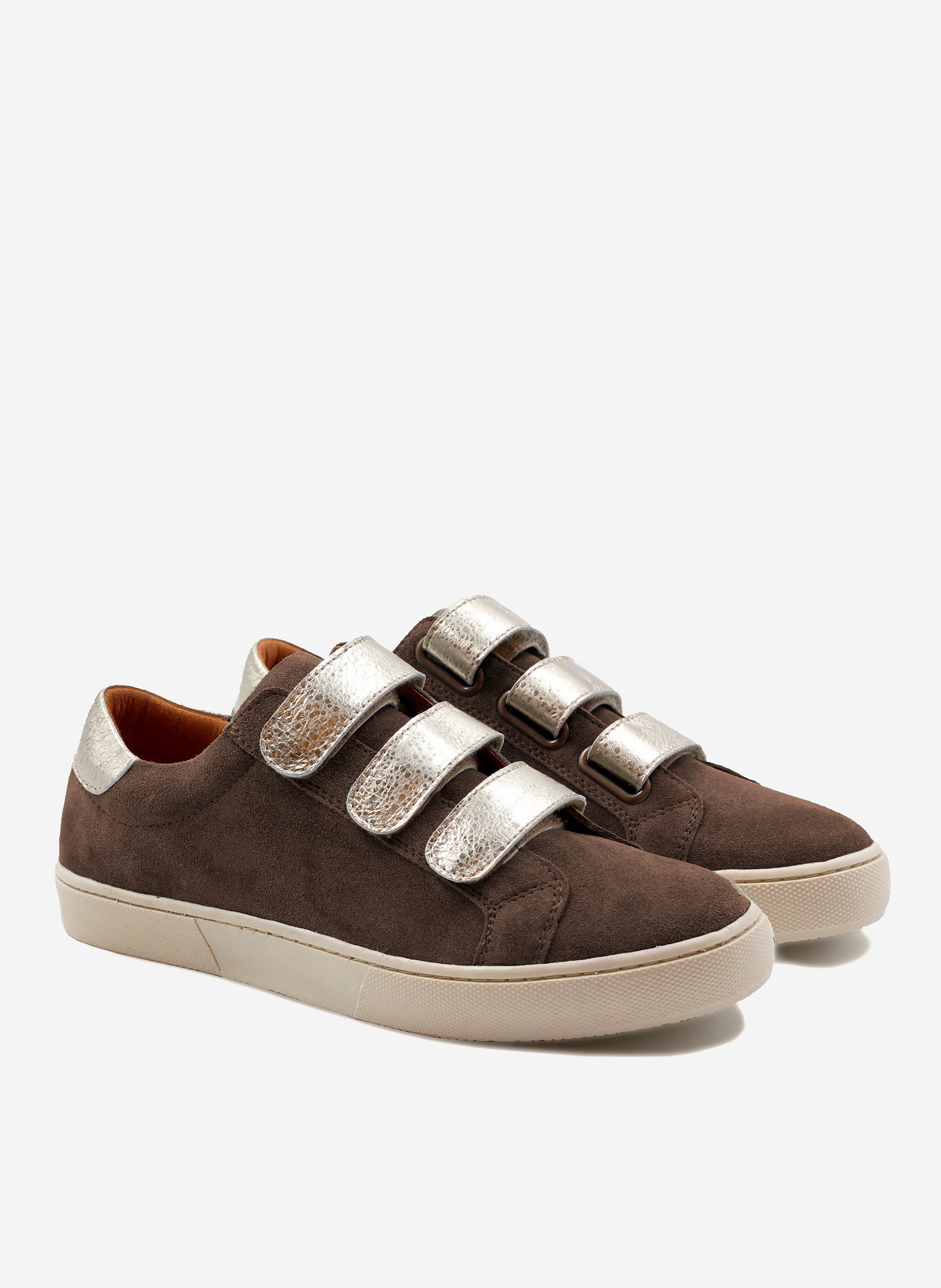 Baskets à scratch cuir daim JULES & JENN Marron