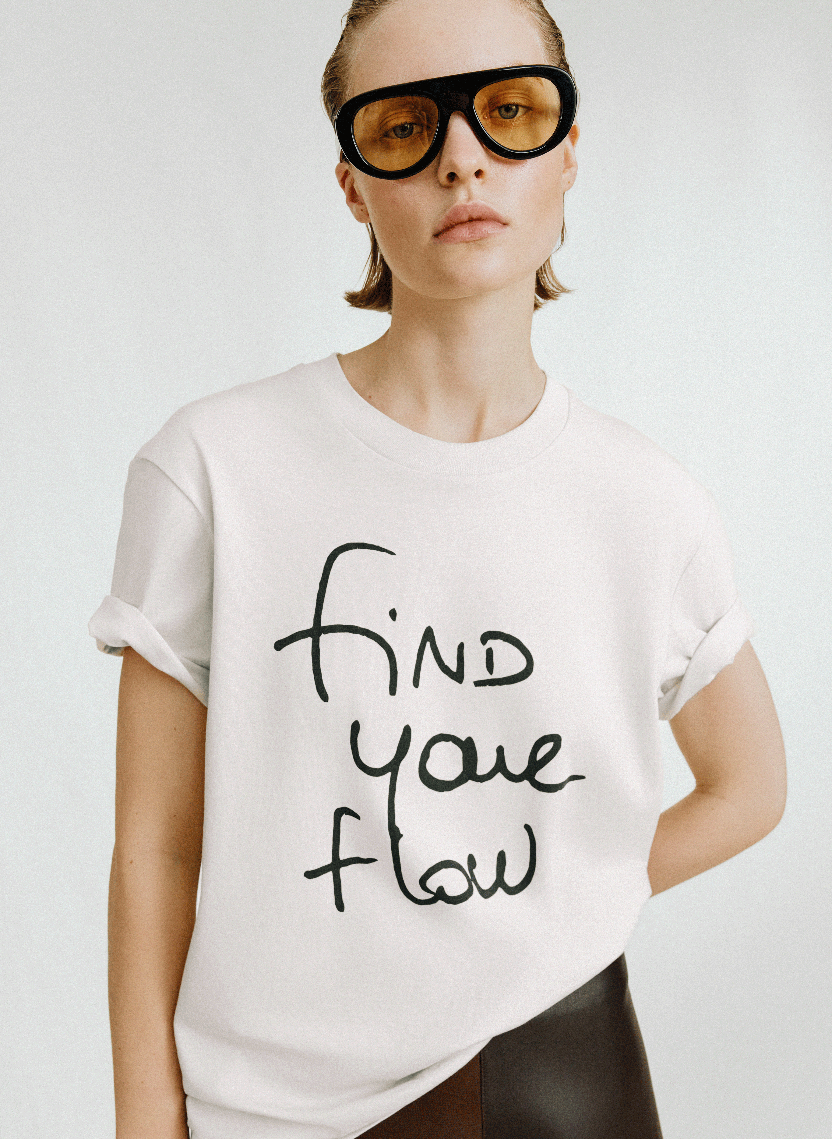 SAISON 1865 Rundhalsausschnitt T-Shirt aus bedruckter Baumwolle Weiss