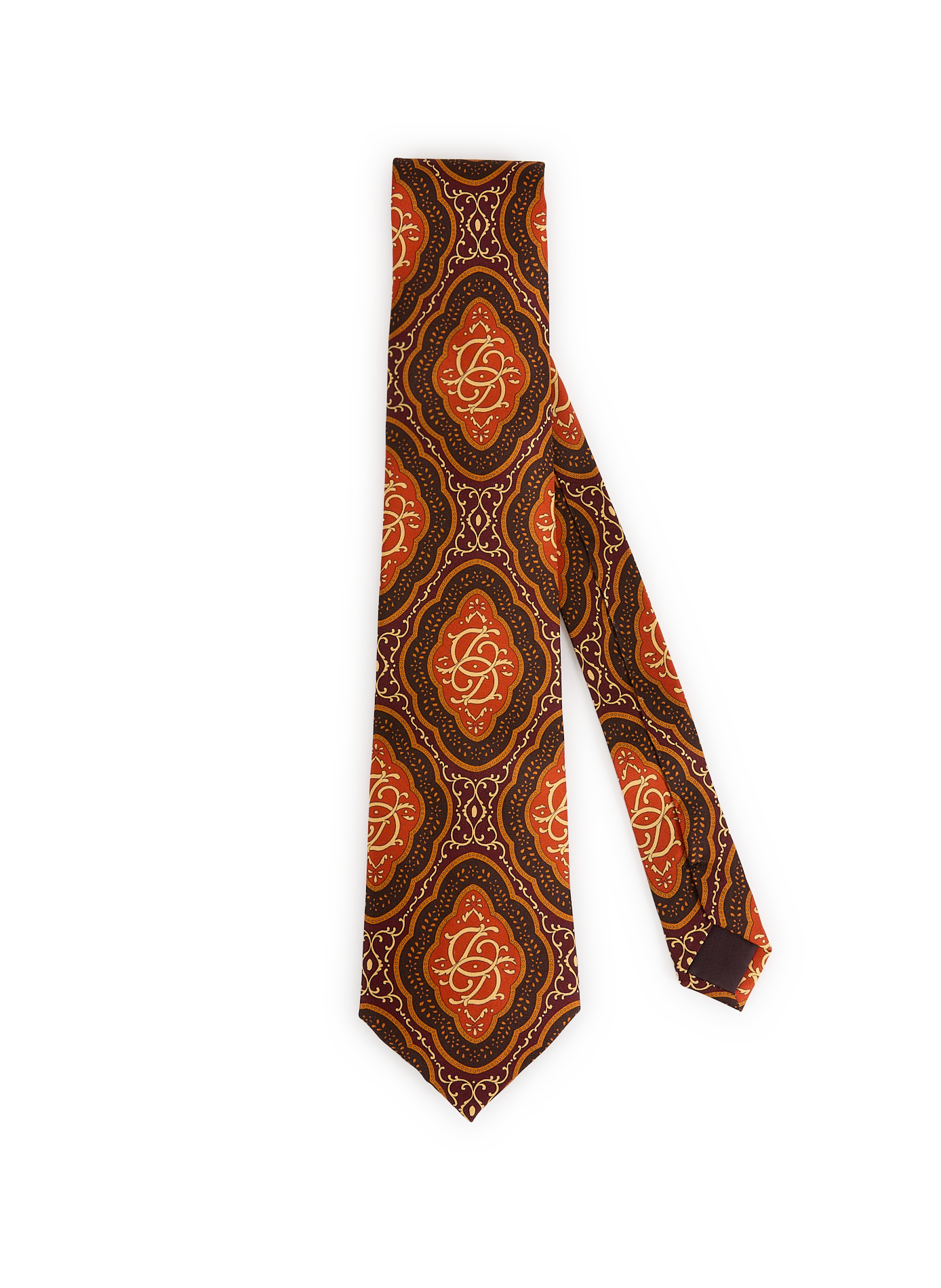 DROLE DE MONSIEUR Printed silk tie Brown