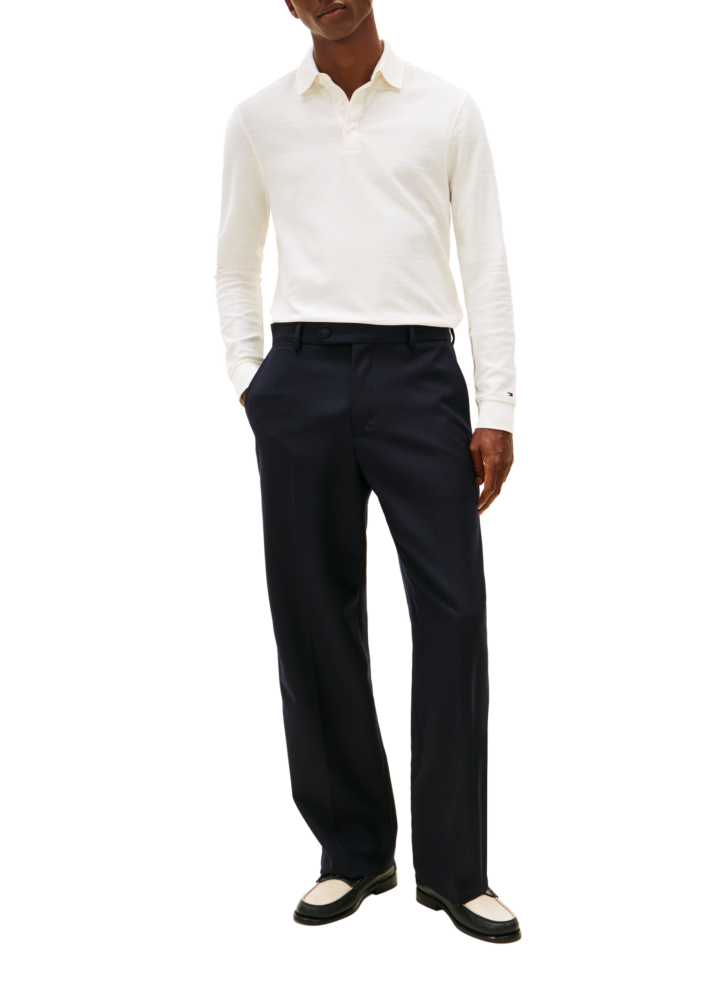 Long-sleeved cotton polo with details TOMMY HILFIGER Beige