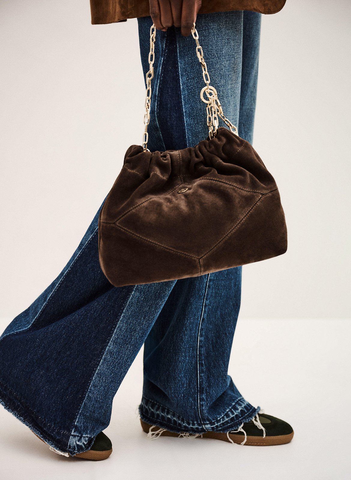 Sac porté épaule en cuir mini june tote BA&SH Marron