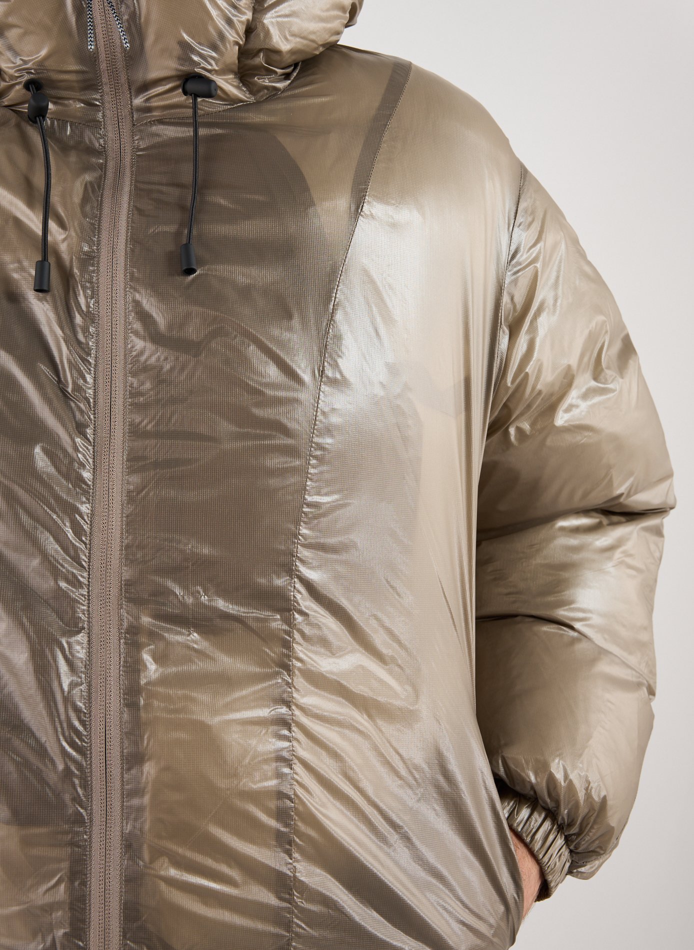 Quilted hooded puffer jacket ROA Brown