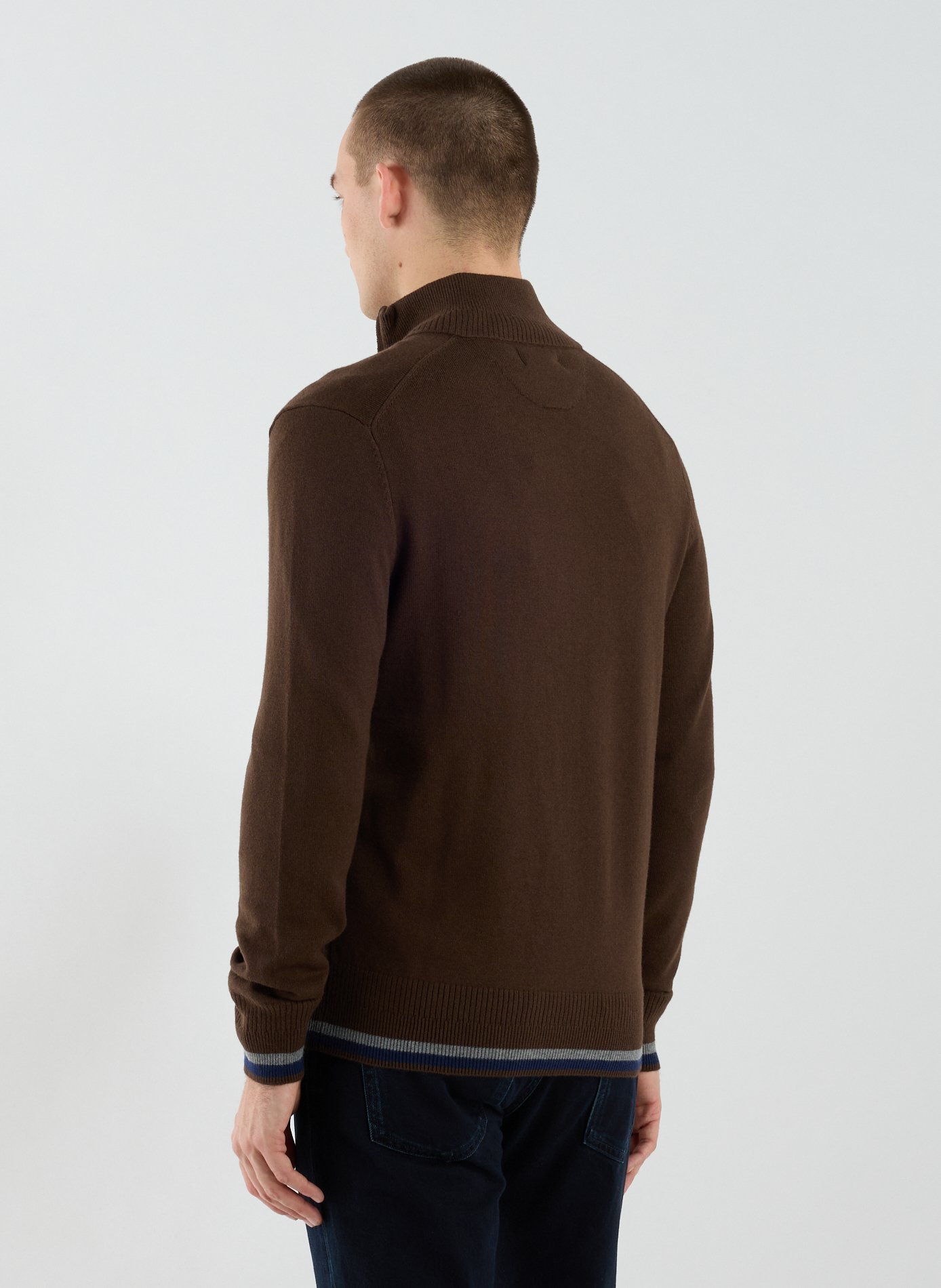 Pull à glissière en coton et laine LA MARTINA Marron