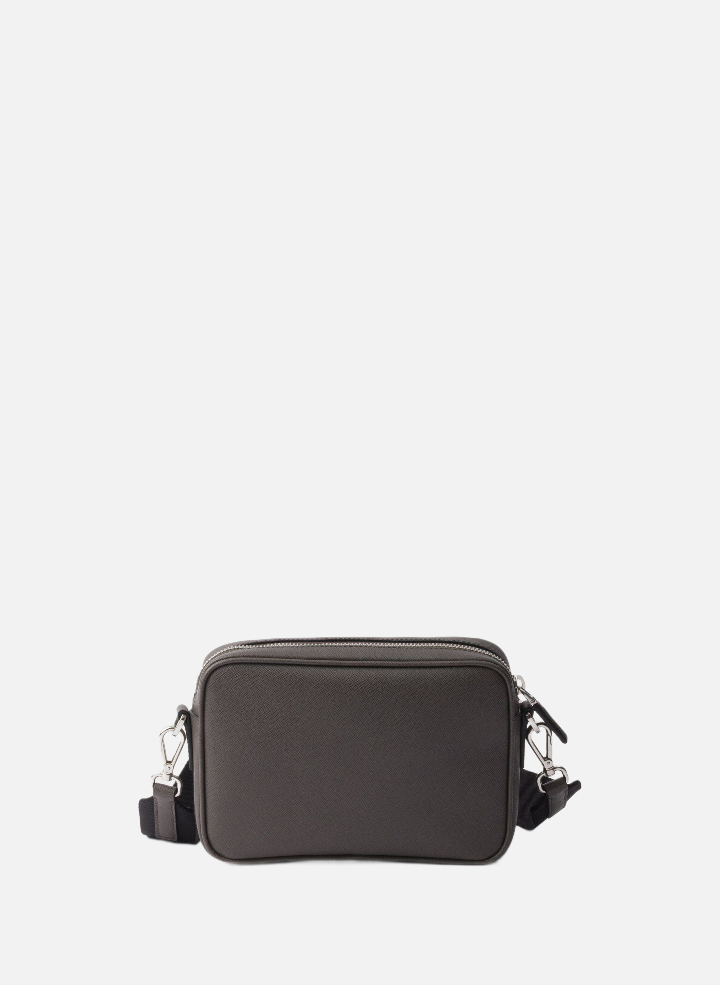 Sac porté épaule en cuir saffiano PRADA Gris