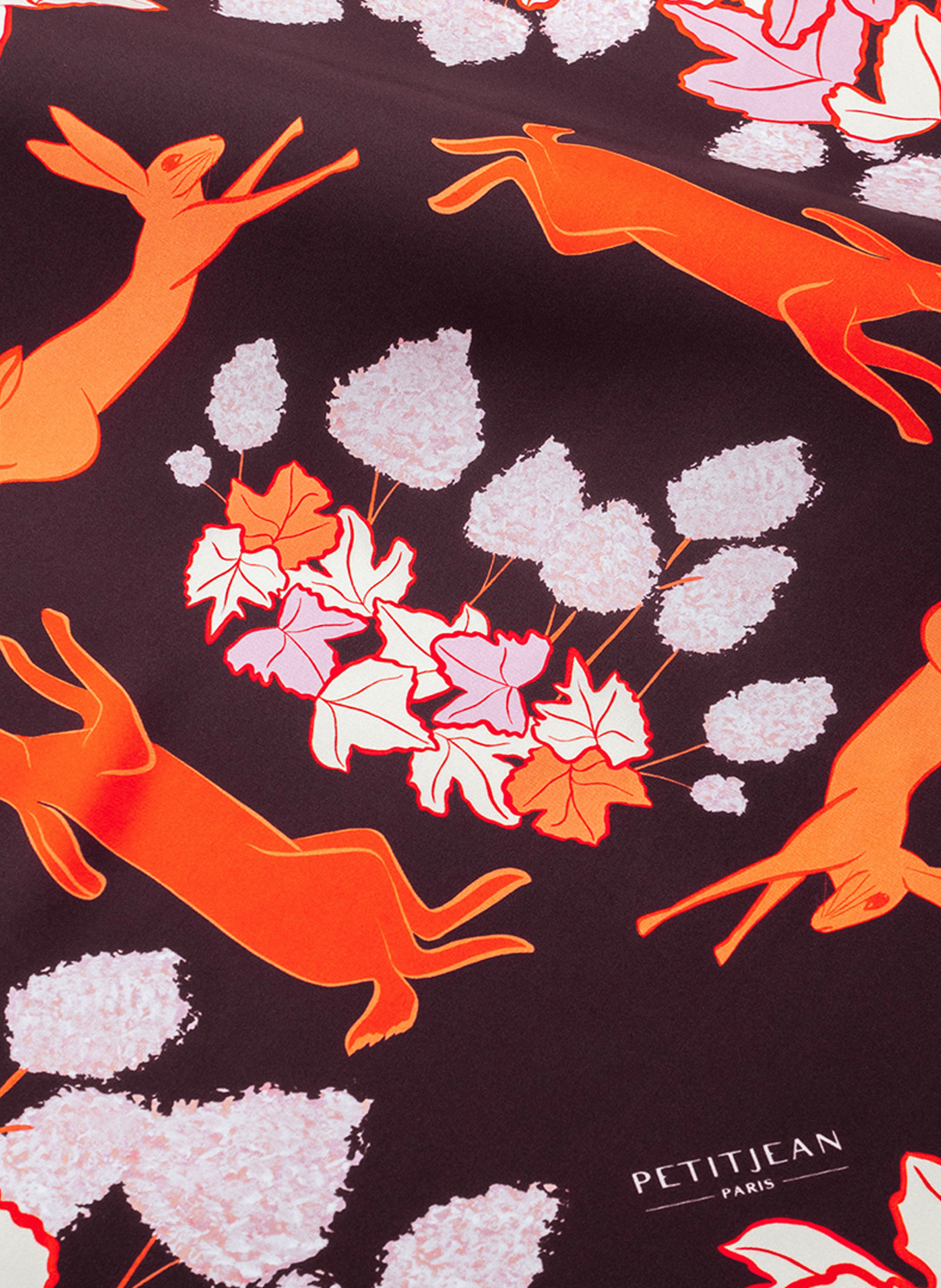 Rue des Saules chocolat - Carré 90 imprimé en soie PETITJEAN PARIS Multicolore