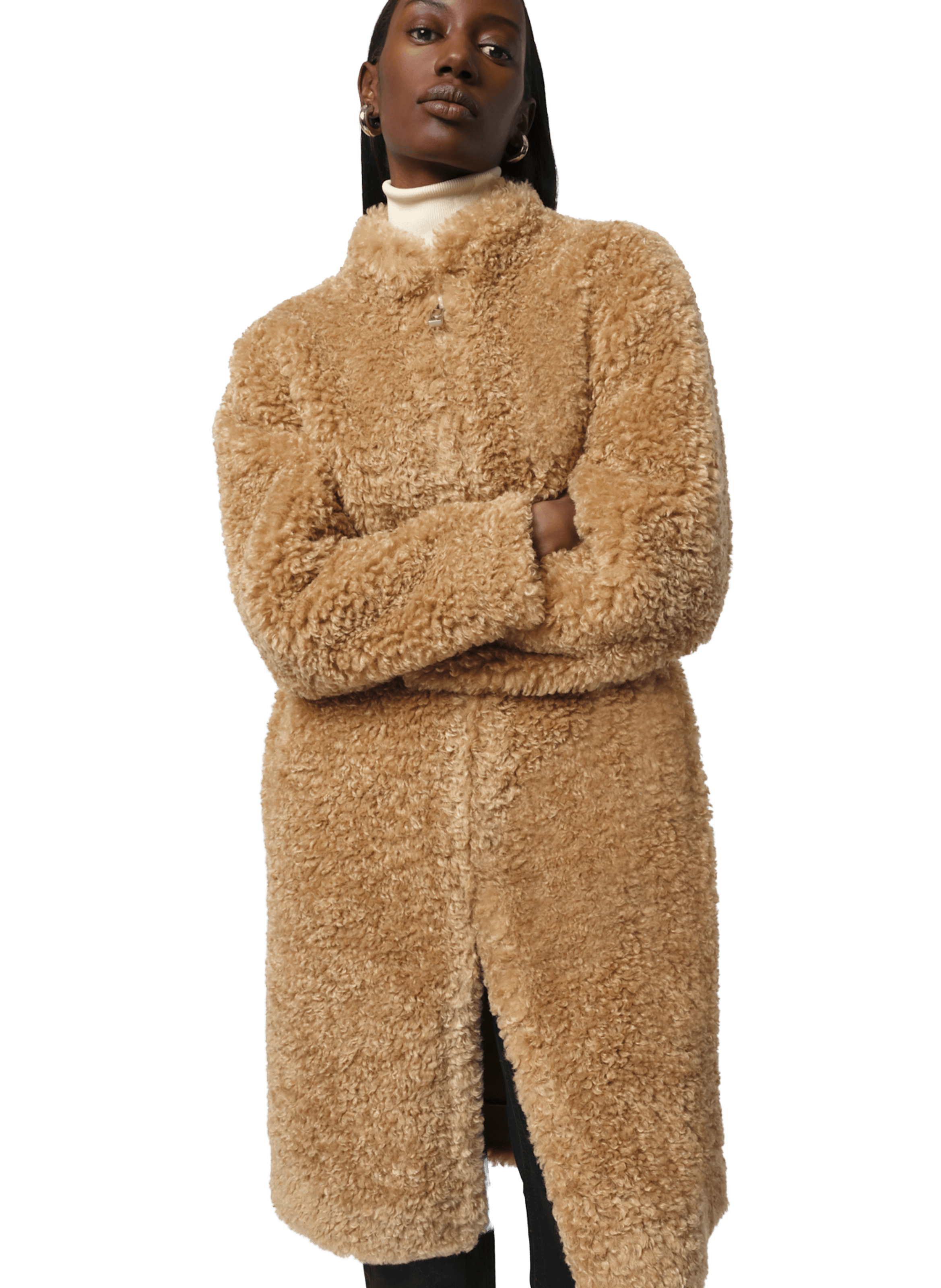 Shearling straight coat APPARIS Brown