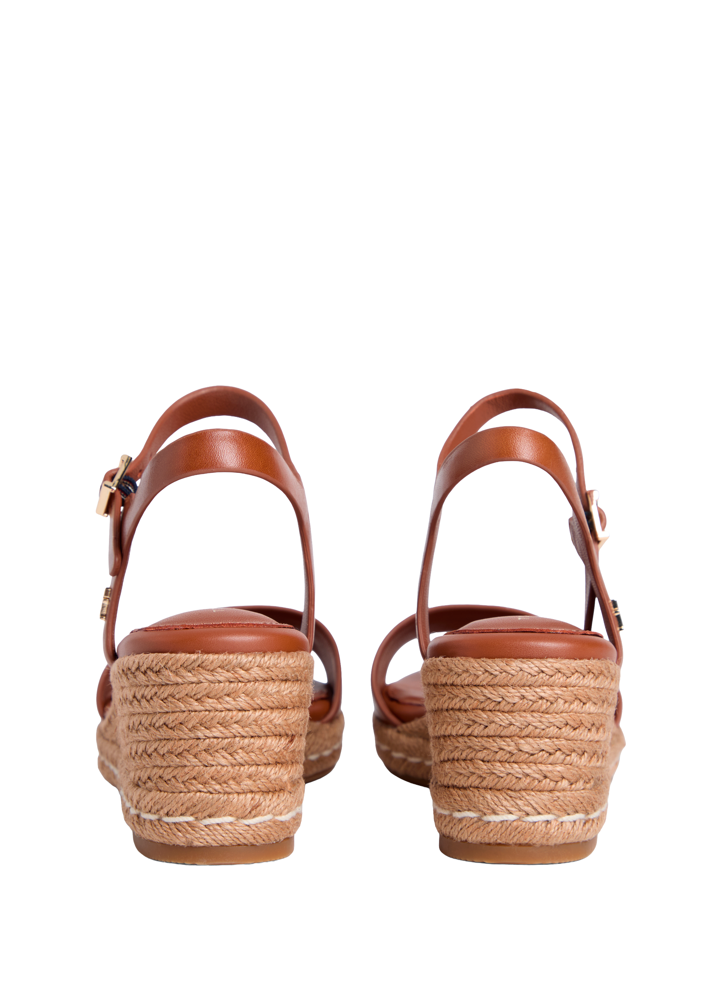 Espadrilles compensées en cuir à monogramme TH TOMMY HILFIGER Marron