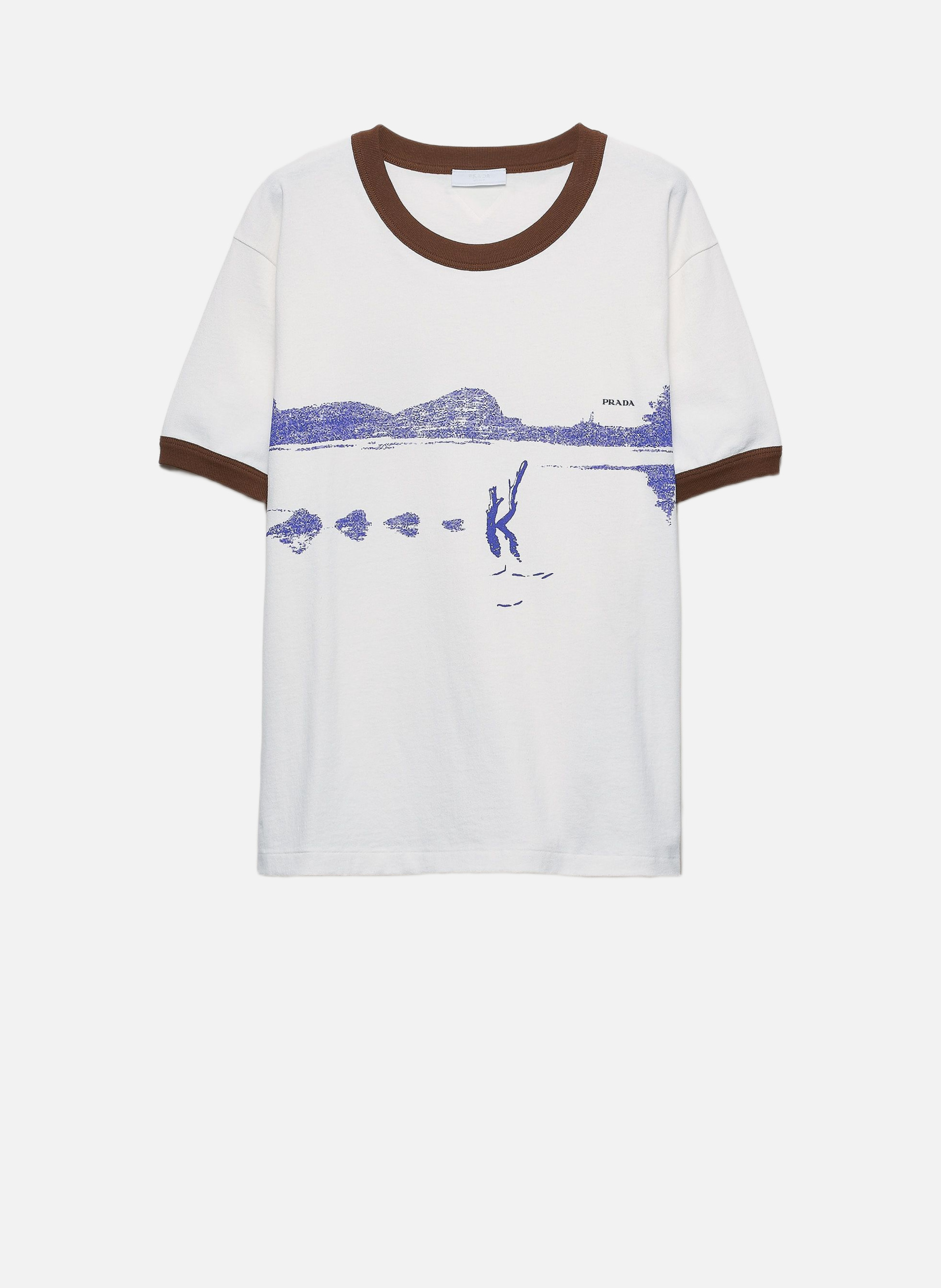 T-shirt en coton imprimé PRADA Blanc