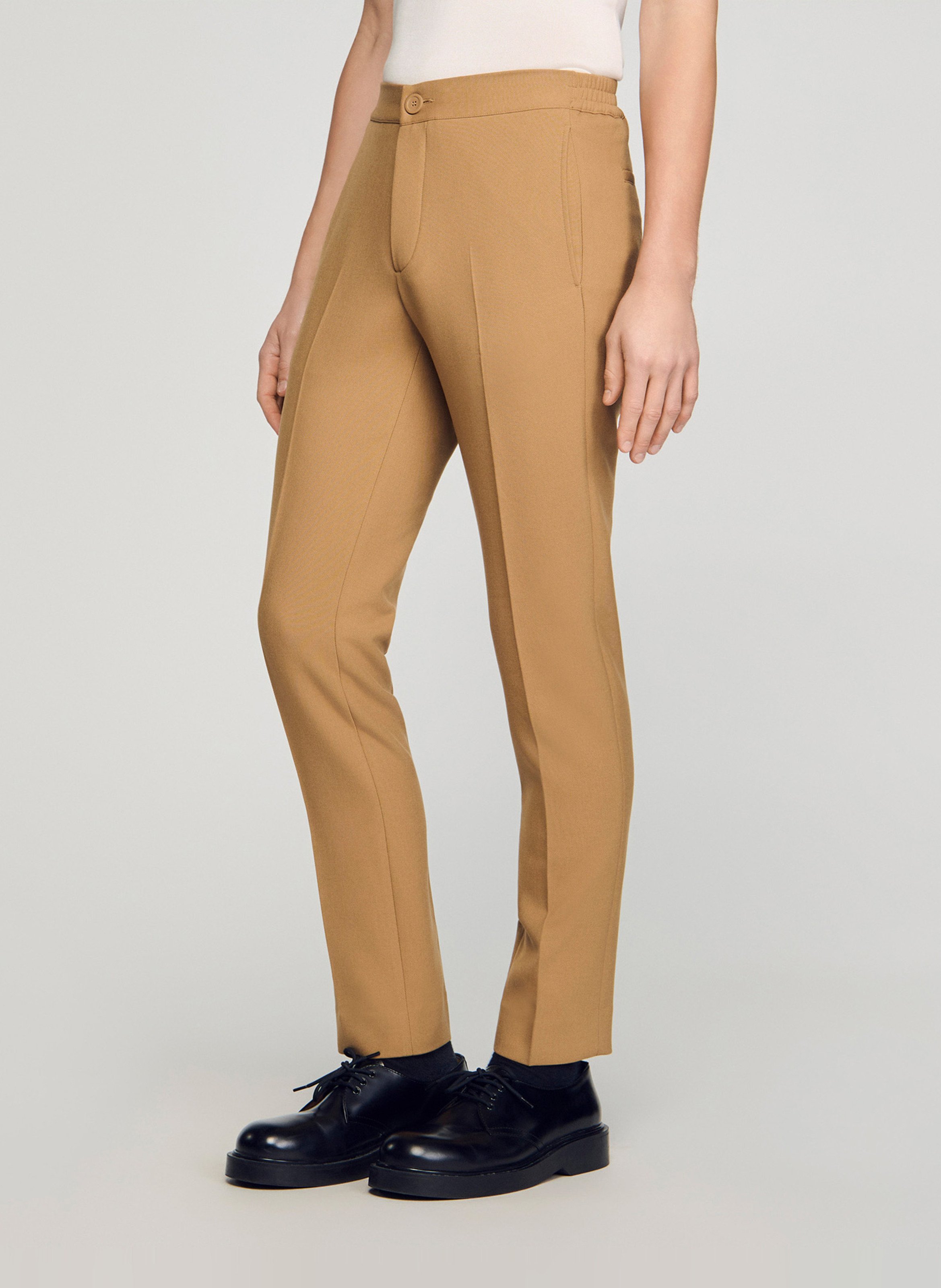 Pantalon droit SANDRO Beige