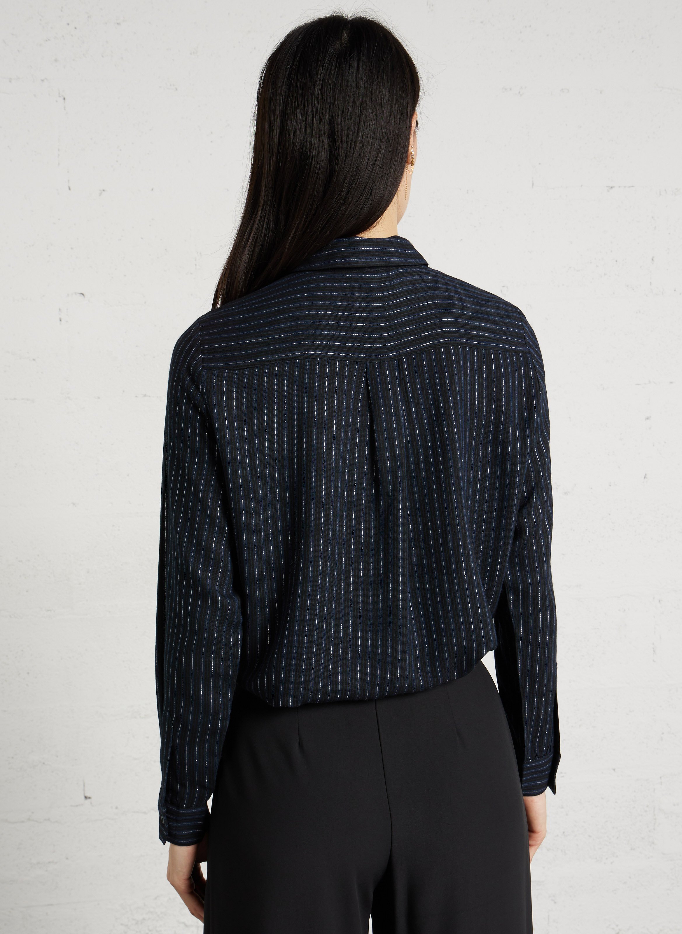 Chemise droite col classique à rayures métallisées Donia MAISON 123 Bleu