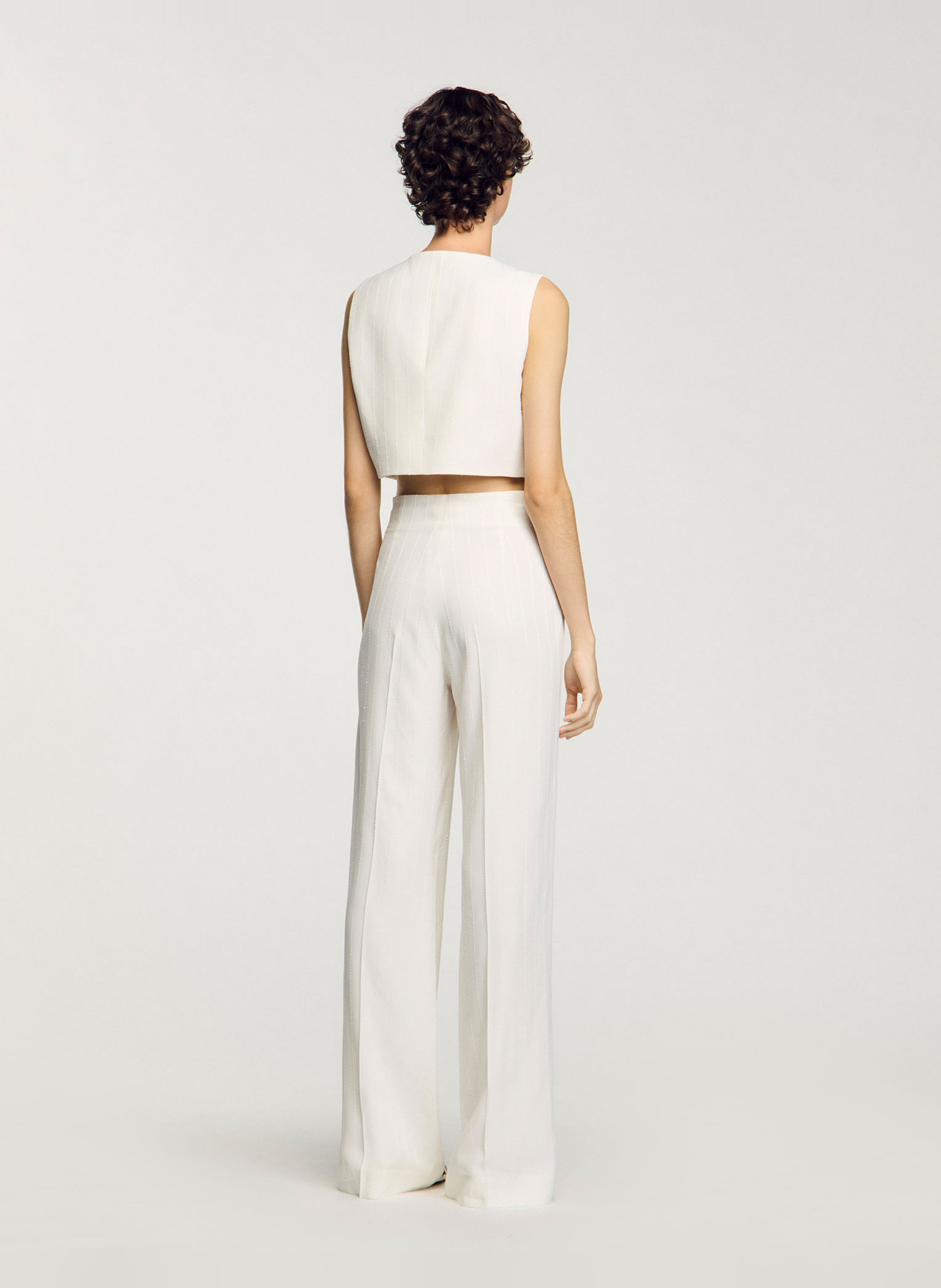 Pantalon de costume droit à sequins SANDRO Beige