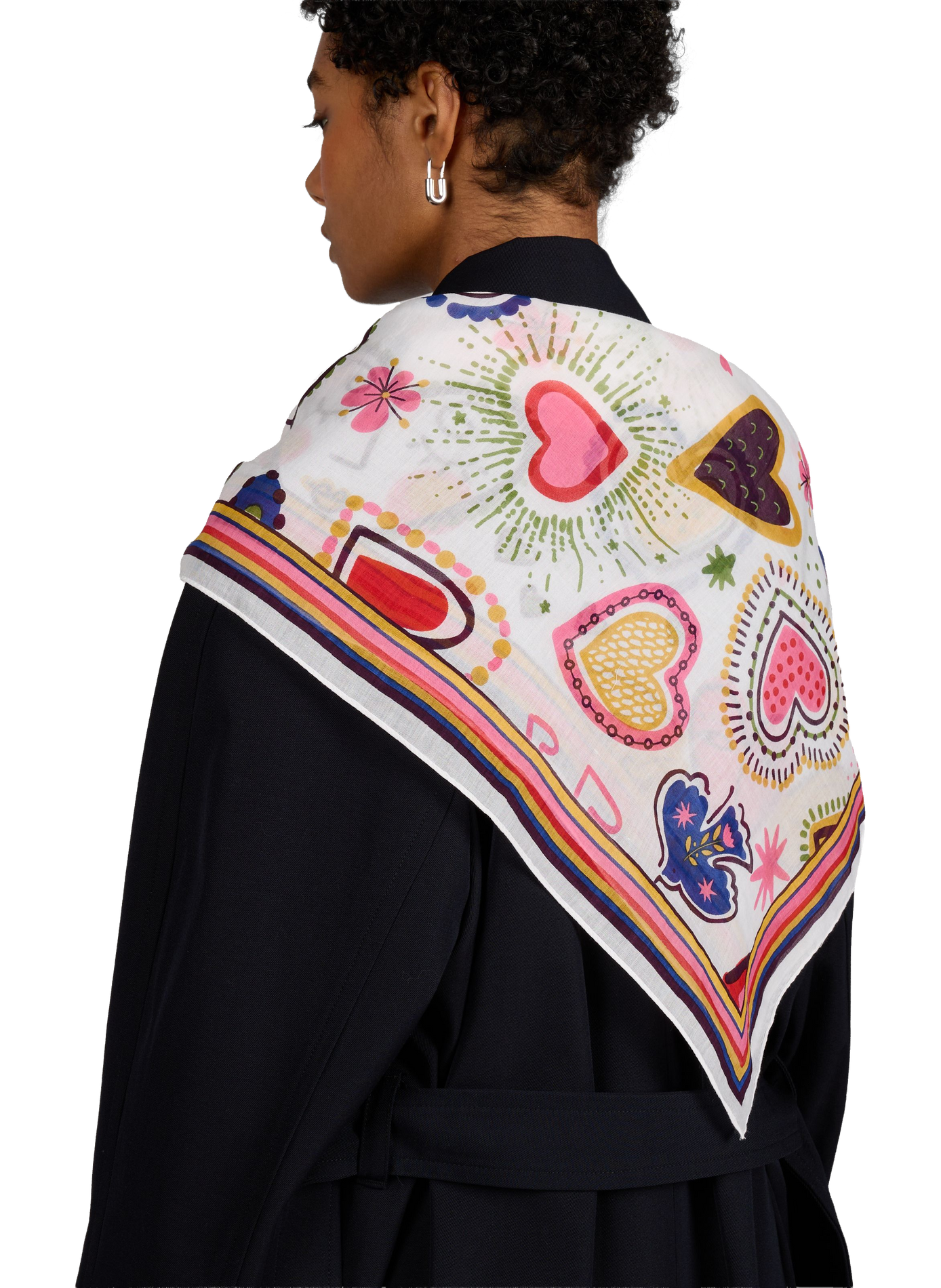 Square Stole Happy Hearts in Cotton AU PRINTEMPS PARIS Multicolour