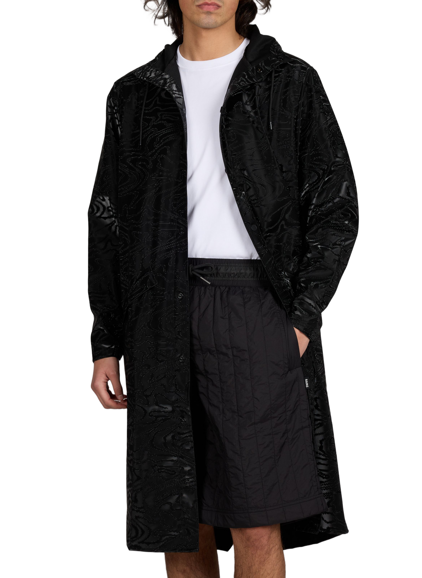 Parka graphique à capuche RAINS Noir