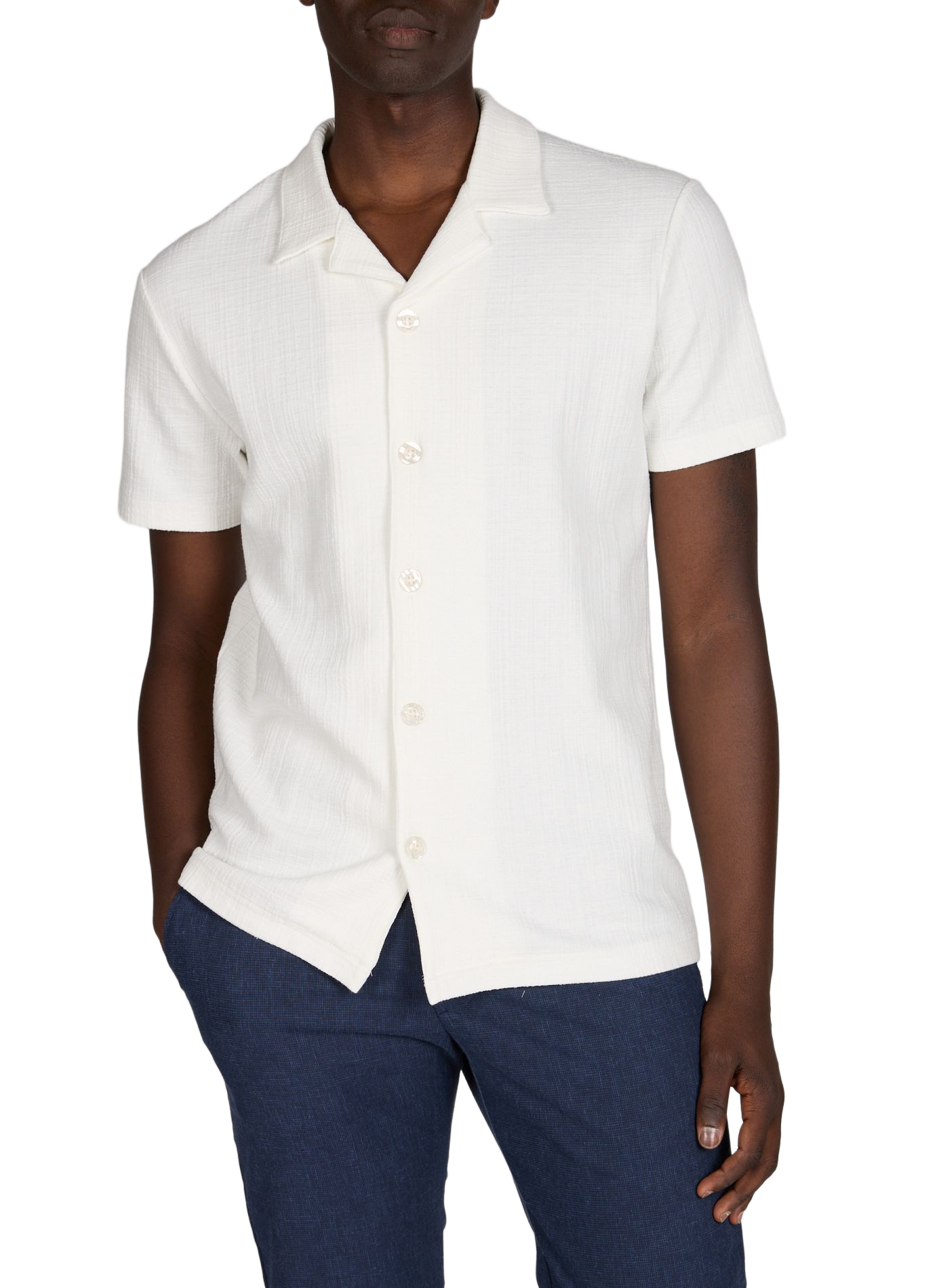 Short-sleeved Cuban collar shirt in blended cotton STRELLSON Beige