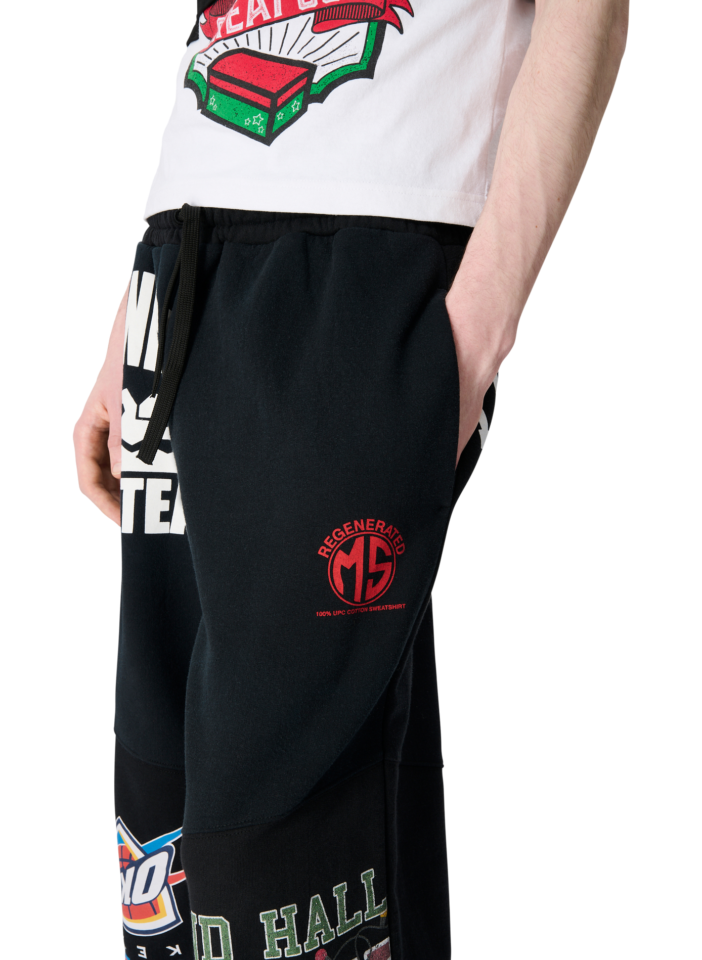 Grafische geregenereerde joggingbroek van uniseks jersey MARINE SERRE Zwart