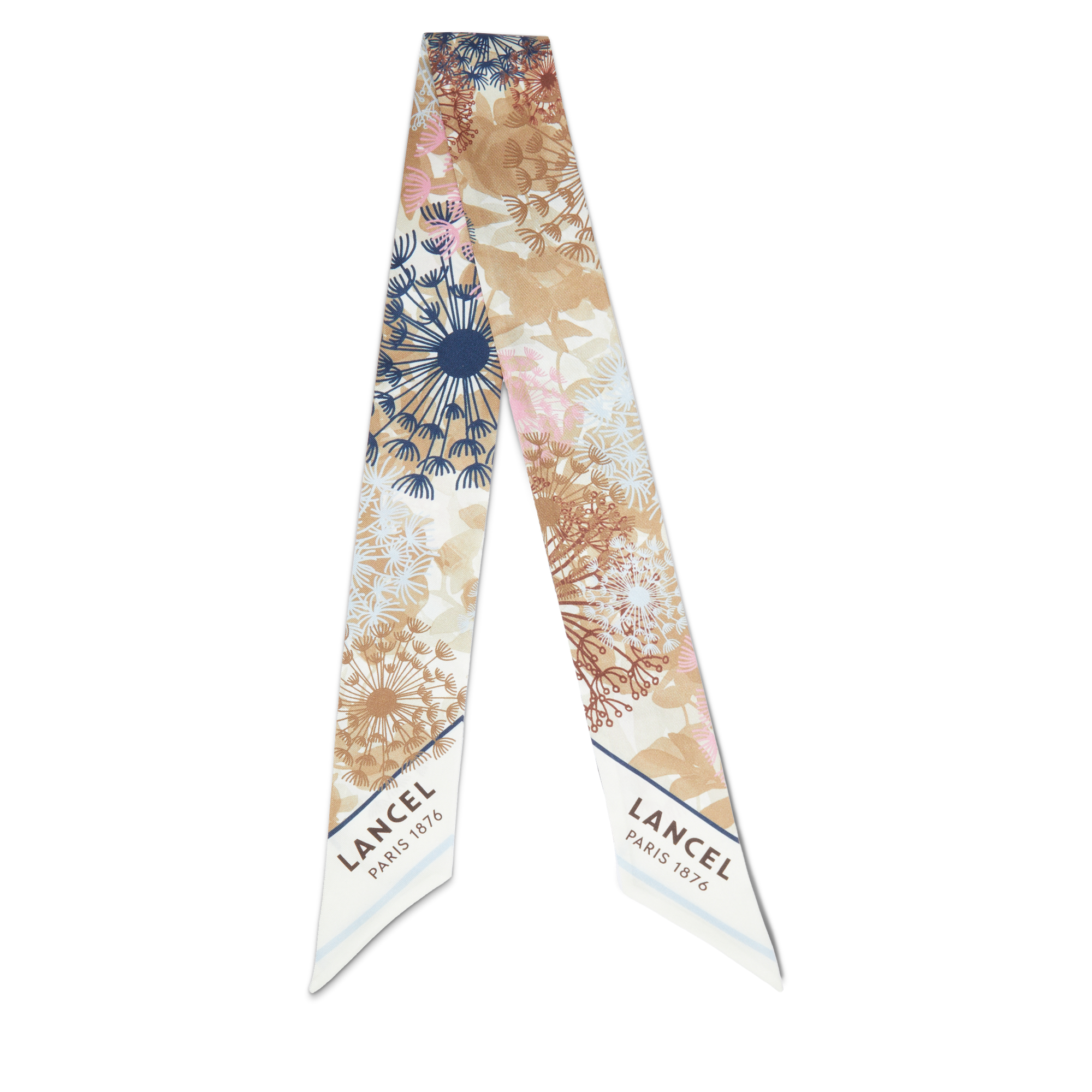 Bandeau fireworks pattern en twill de soie imprimee LANCEL Blanc