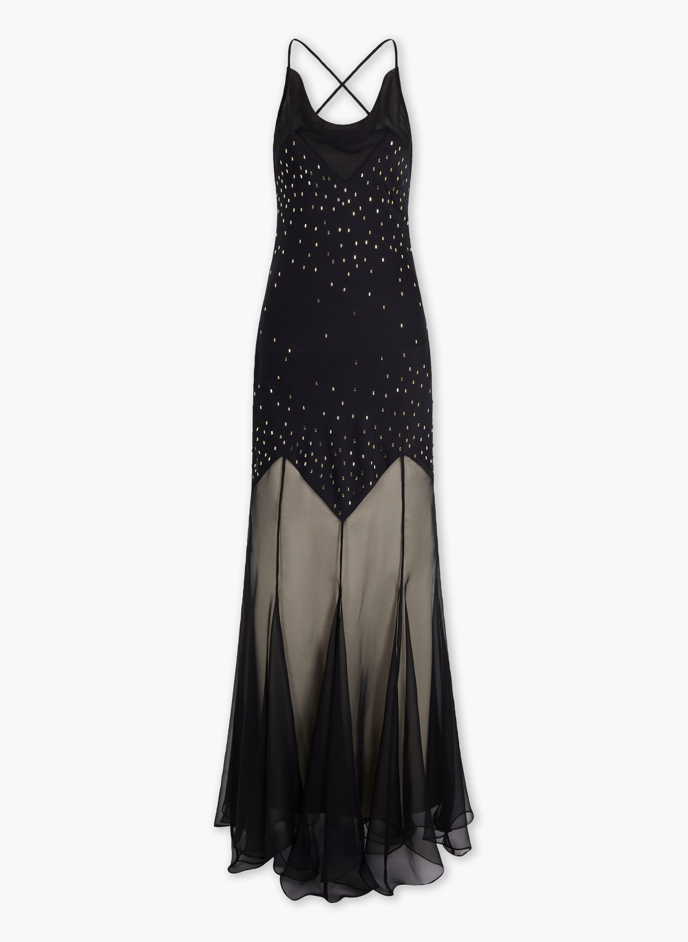 Longue robe avec ornements RABANNE Noir