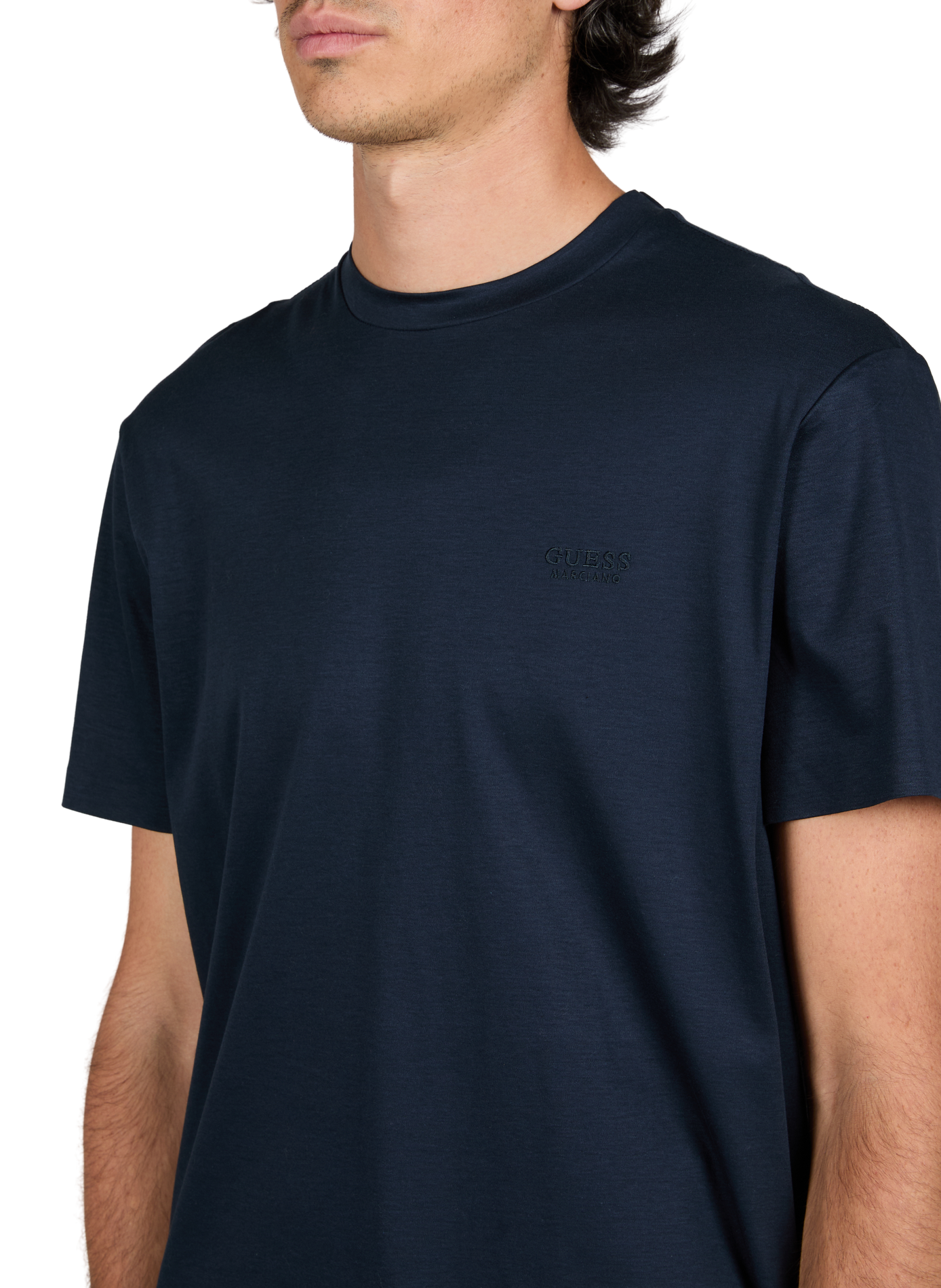 Gerader Rundhalsausschnitt T-Shirt GUESS Blau