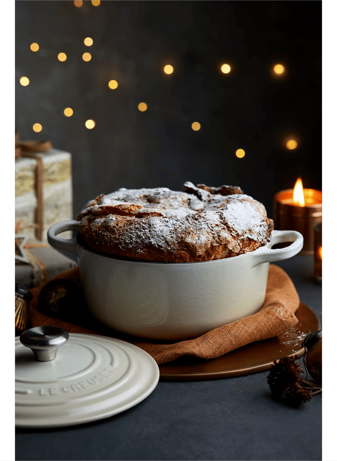 Runde emaillierte Gusseisen-Cocotte LE CREUSET Beige