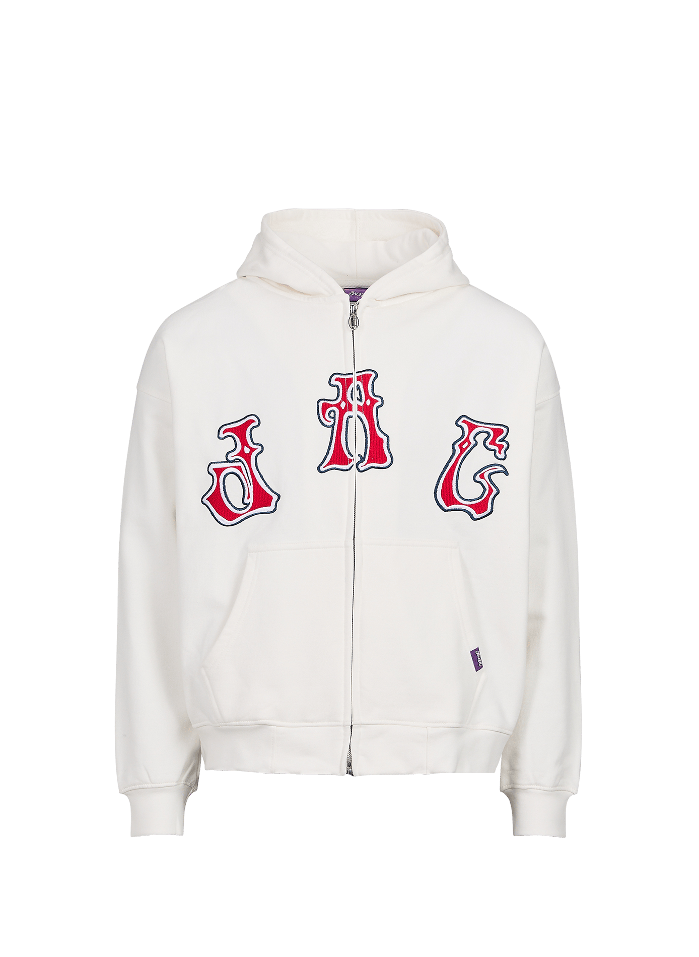 Embroidered cotton zip-up sweatshirt JACKER. White