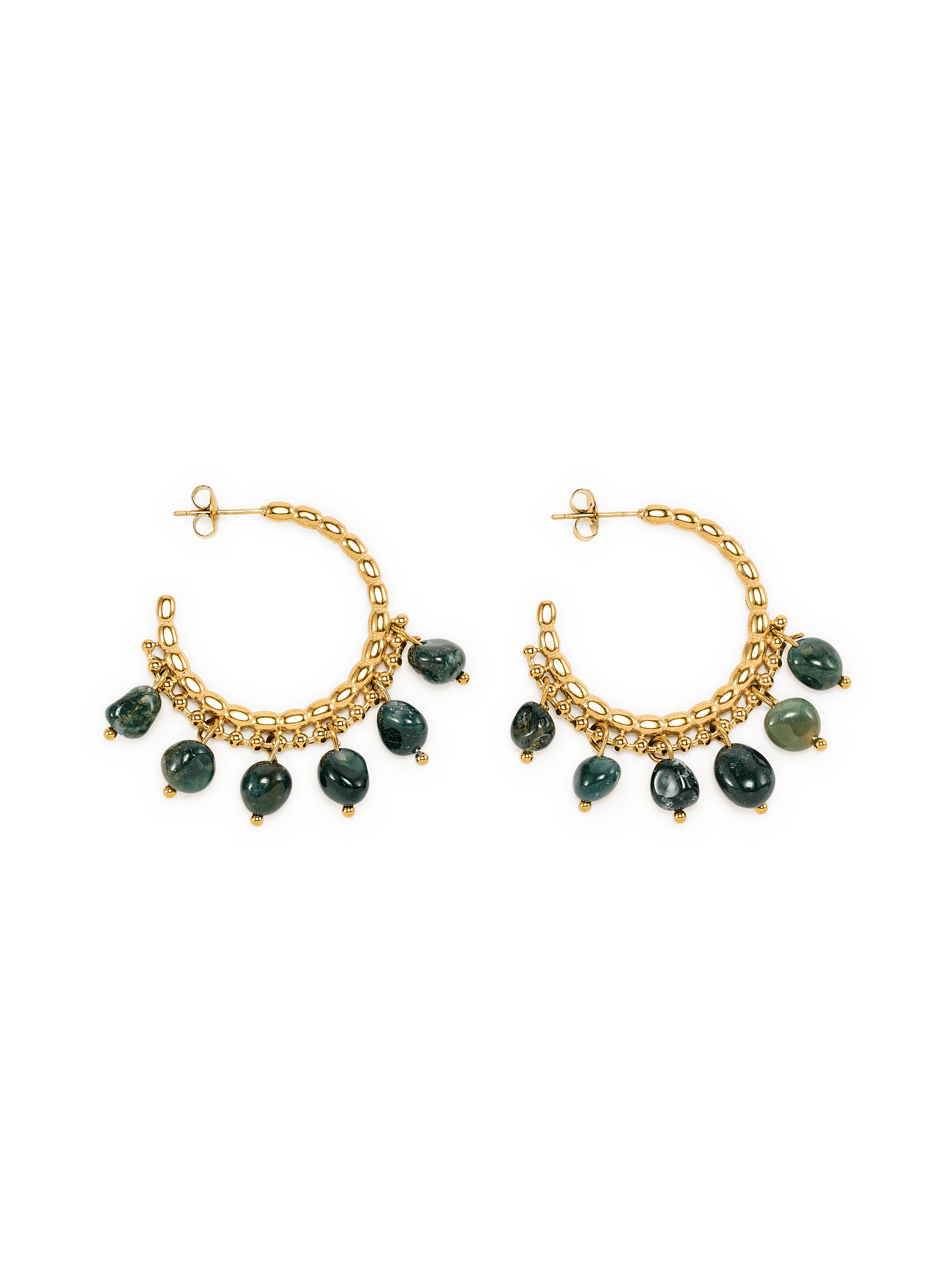 Boucles d'oreilles avec pierres de gemmes AU PRINTEMPS PARIS Vert
