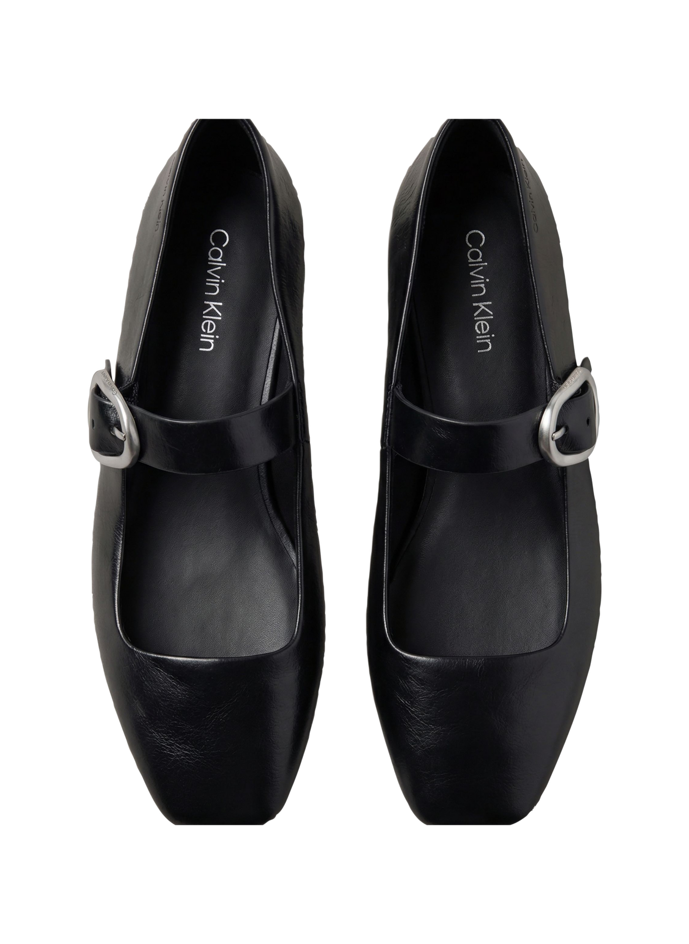 Square-toe leather ballet flats CALVIN KLEIN Black